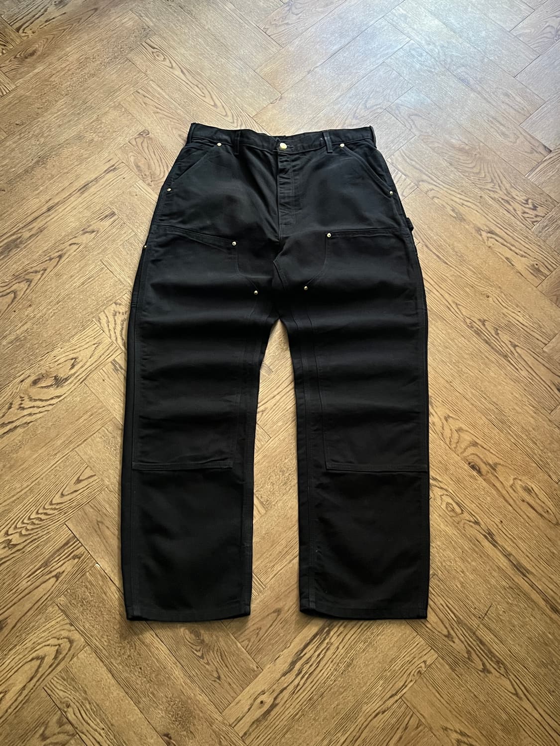 [36]칼하트 Made in USA 블랙 더블니 워크 팬츠 상품이미지1