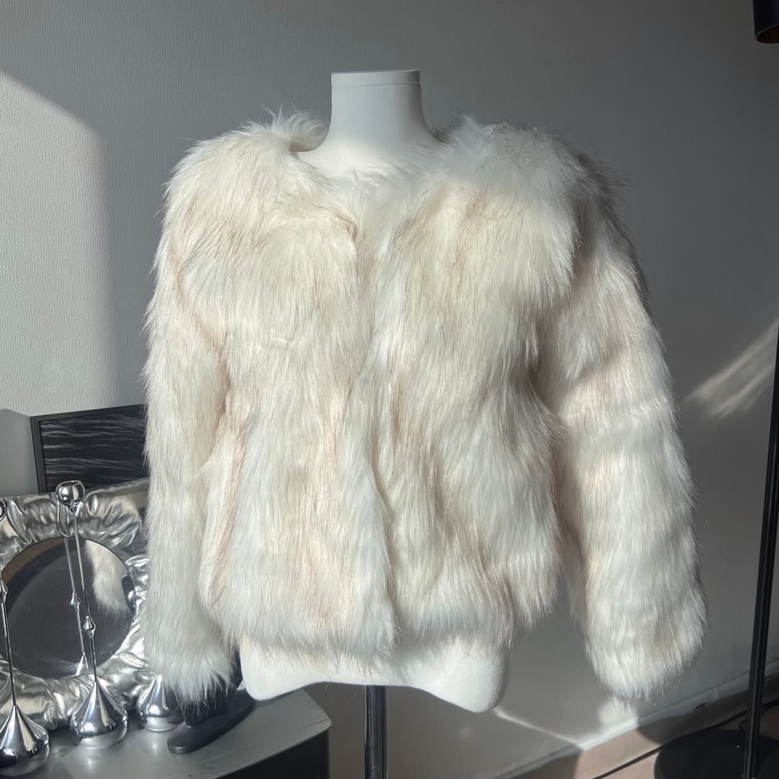 [새상품]아이보리 믹스 브라운 페이크 퍼자켓 상품이미지3