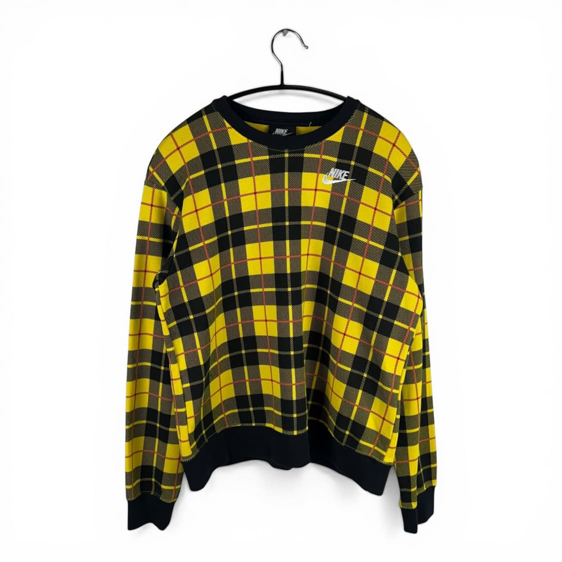 (S) 나이키 우먼스 체크 패턴 맨투맨 상품이미지1