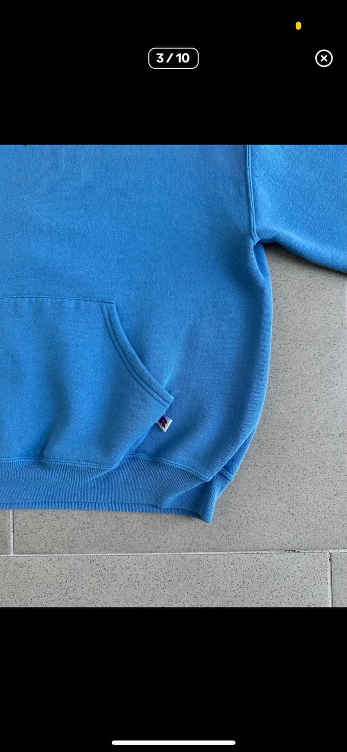 90s 빈티지 러셀 후드 베이비 블루 M 상품이미지3