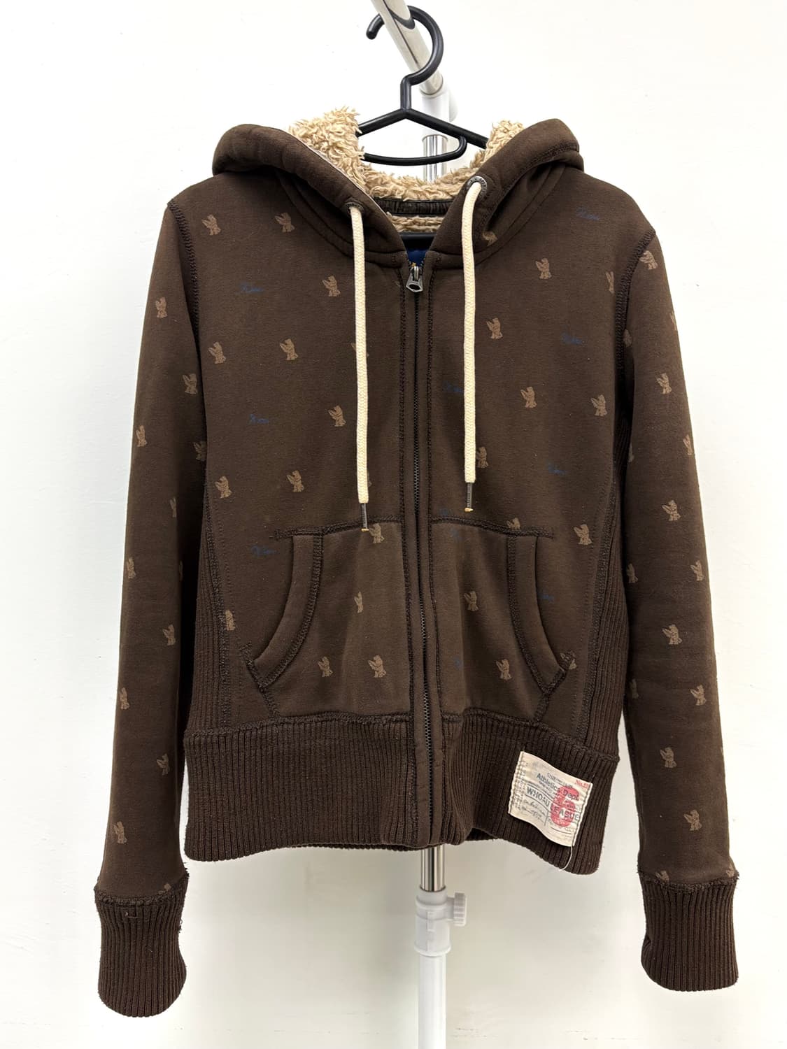 빈티지 브라운 기모 후드 집업 상품이미지5