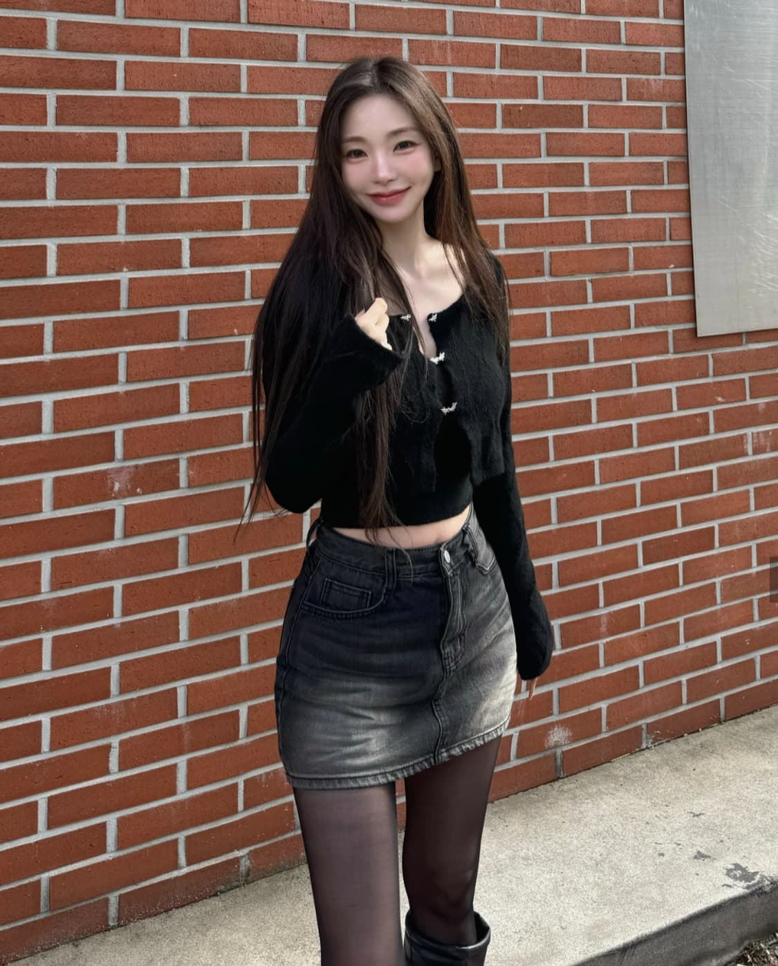 카인다미 골반볼륨업 흑청 하이웨스트 치마바지 상품이미지3