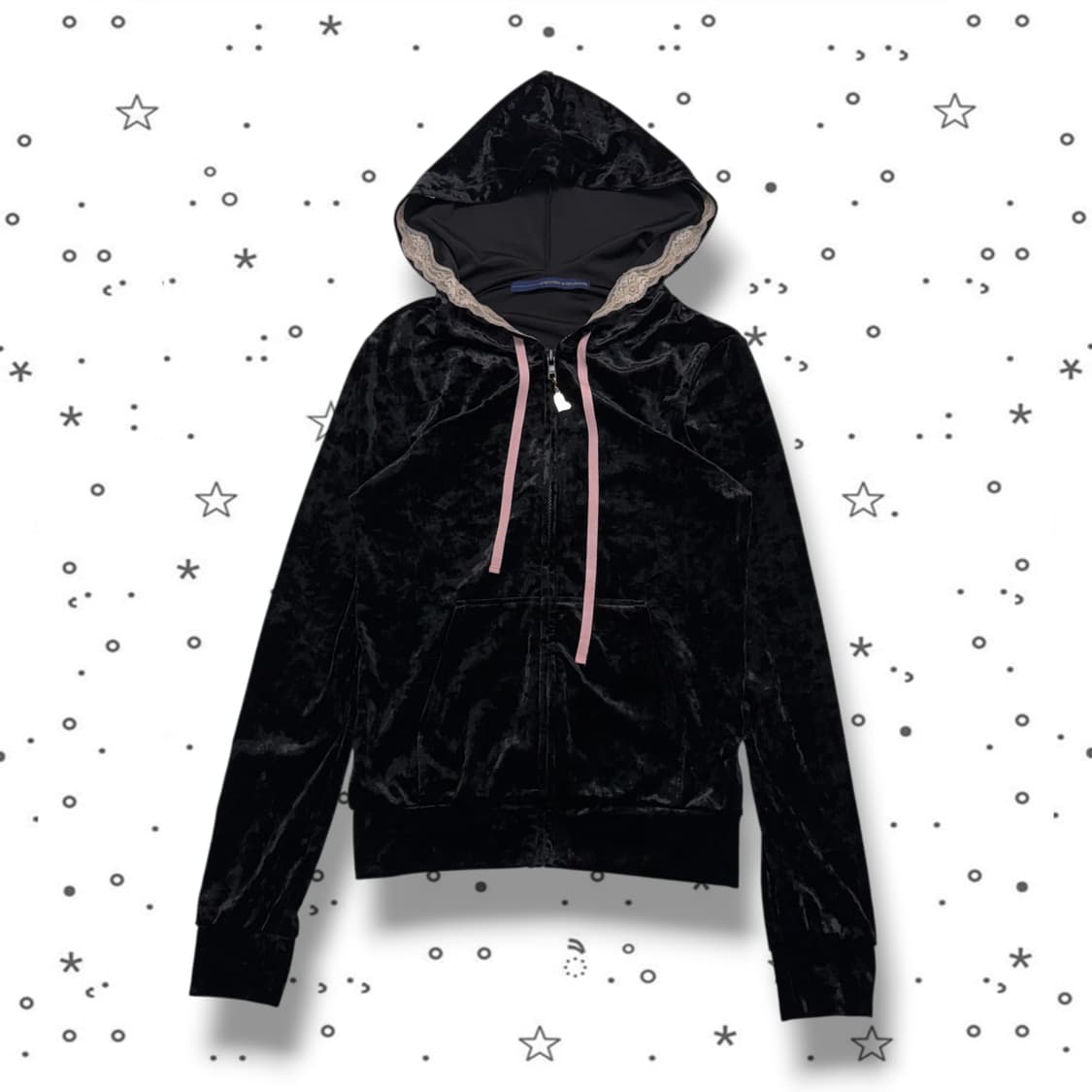 F VTG 빈티지 레이스 벨벳 후드집업 상품이미지1