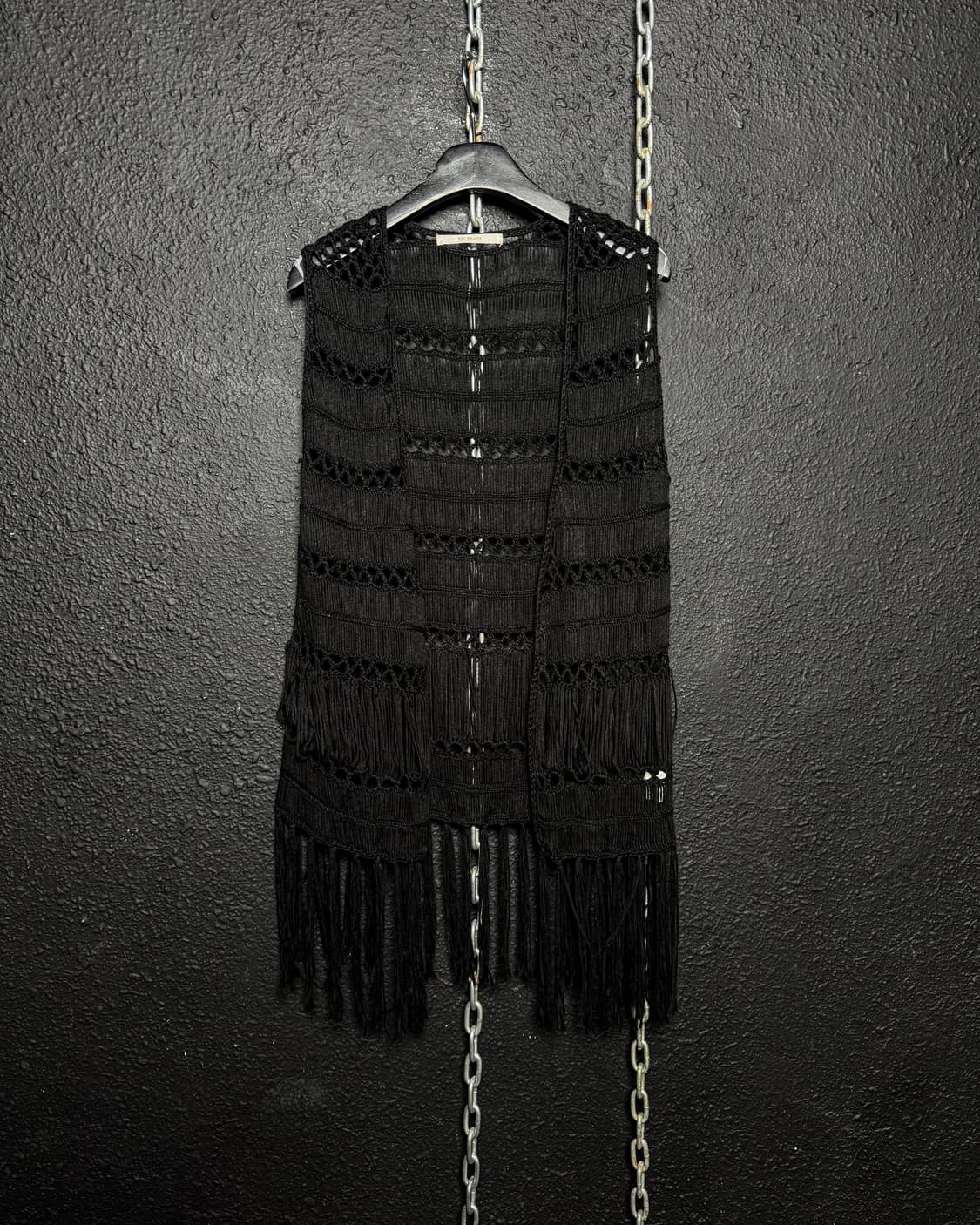 Black Fringe Crochet Vest 상품이미지6