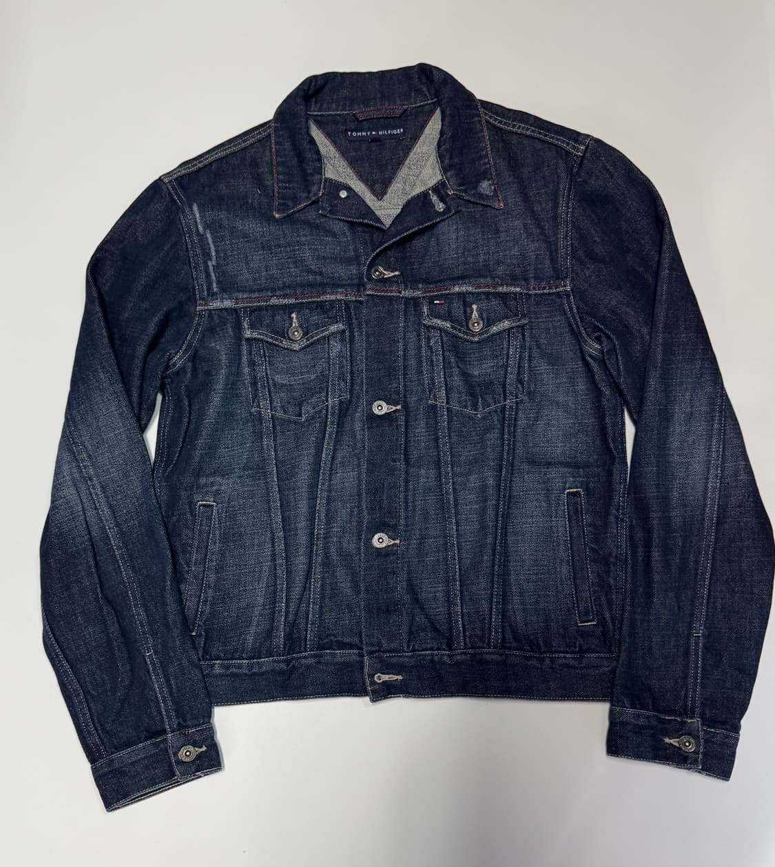 타미힐피거 스몰 로고 빈티지 워싱 트러커 데님자켓 L 상품이미지1