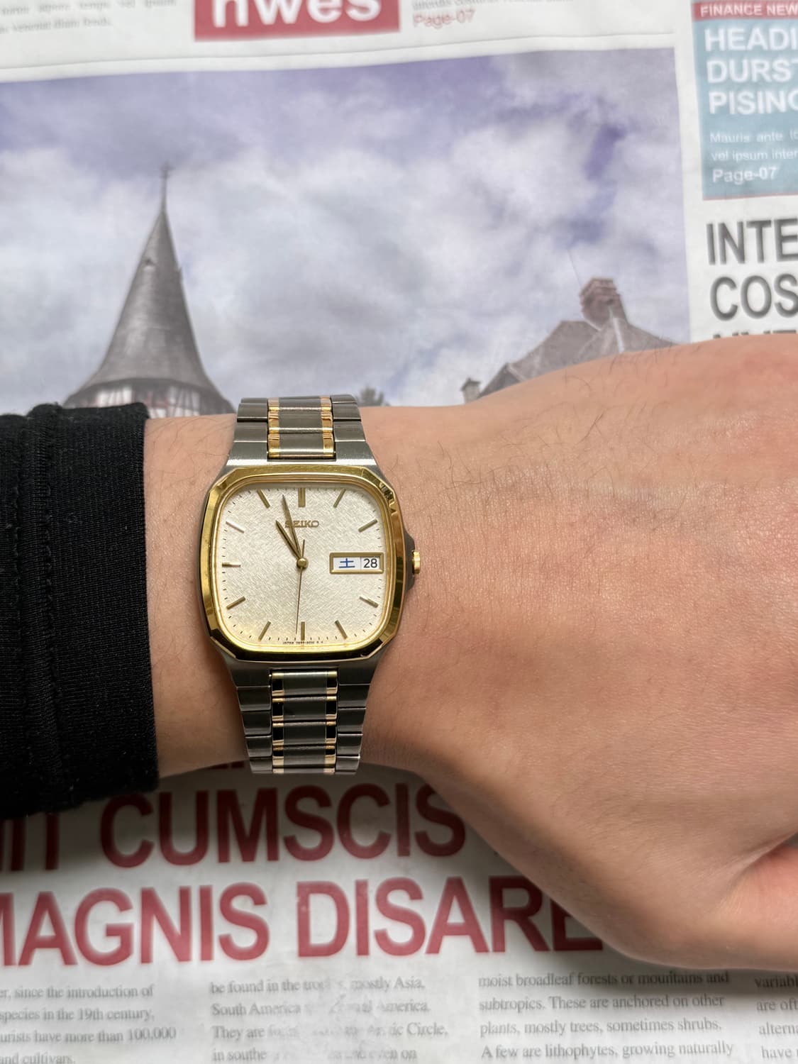 세이코 Seiko 투톤 콤비 스퀘어 데이데이트 상품이미지4