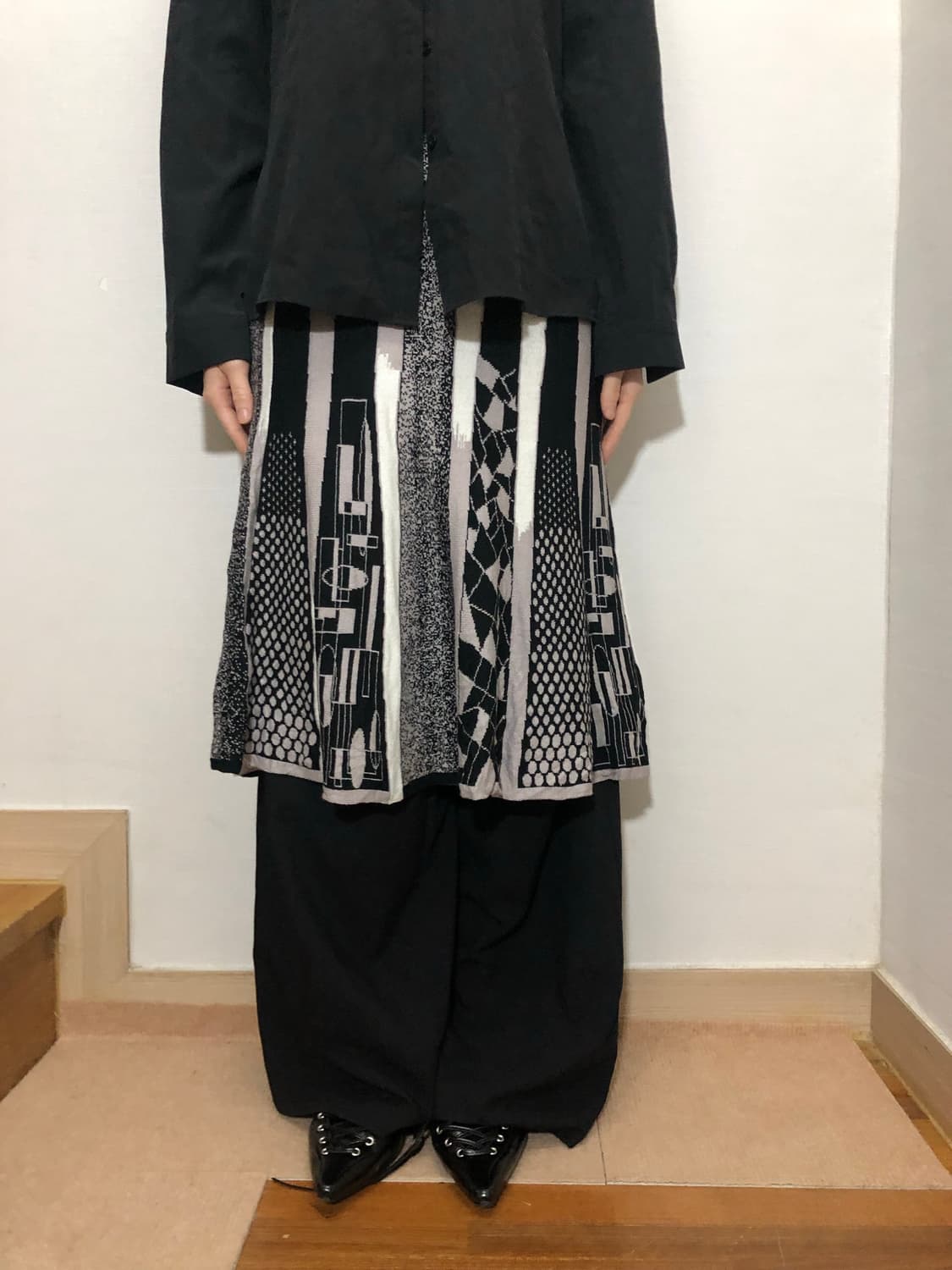 빈티지 오리엔탈 스트라이프 미디 스커트 상품이미지4