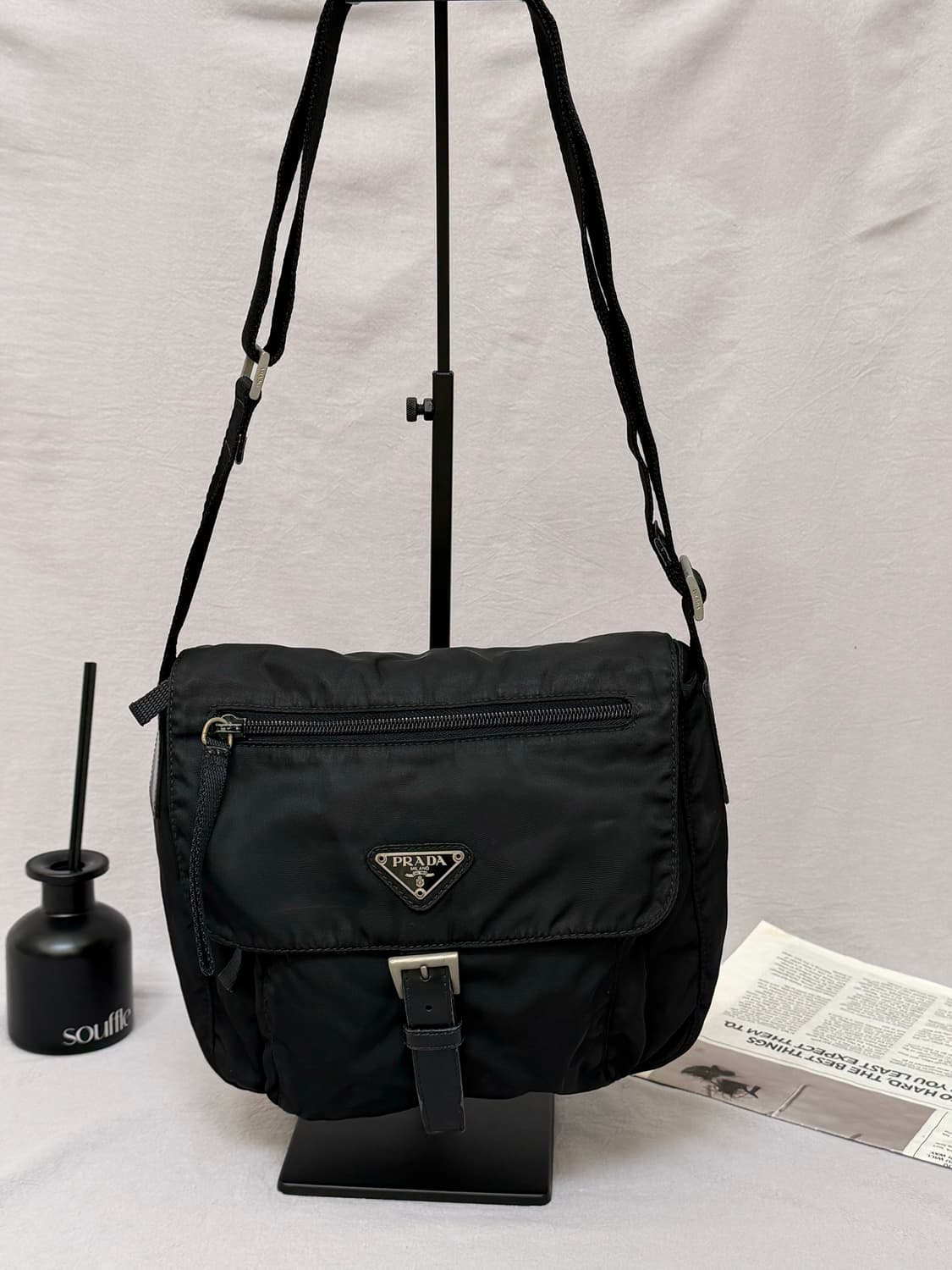 프라다 버클 크로스백 나일론 테수토 포코노 주우재백 상품이미지7