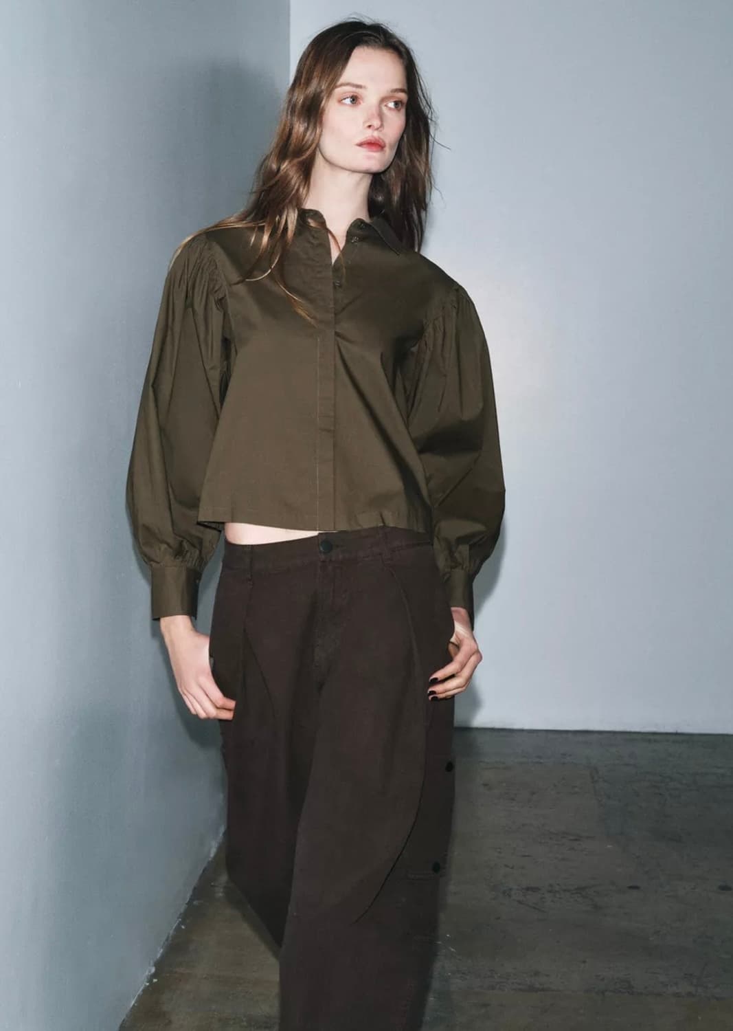 <새상품>ZARA 자라 벌룬 슬리브 포플린 셔츠 S 상품이미지4