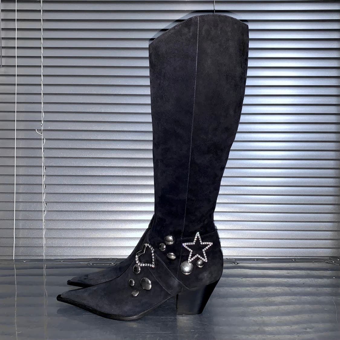 00s ORO 스웨이드 블링 버클 롱 웨스턴 부츠 상품이미지2