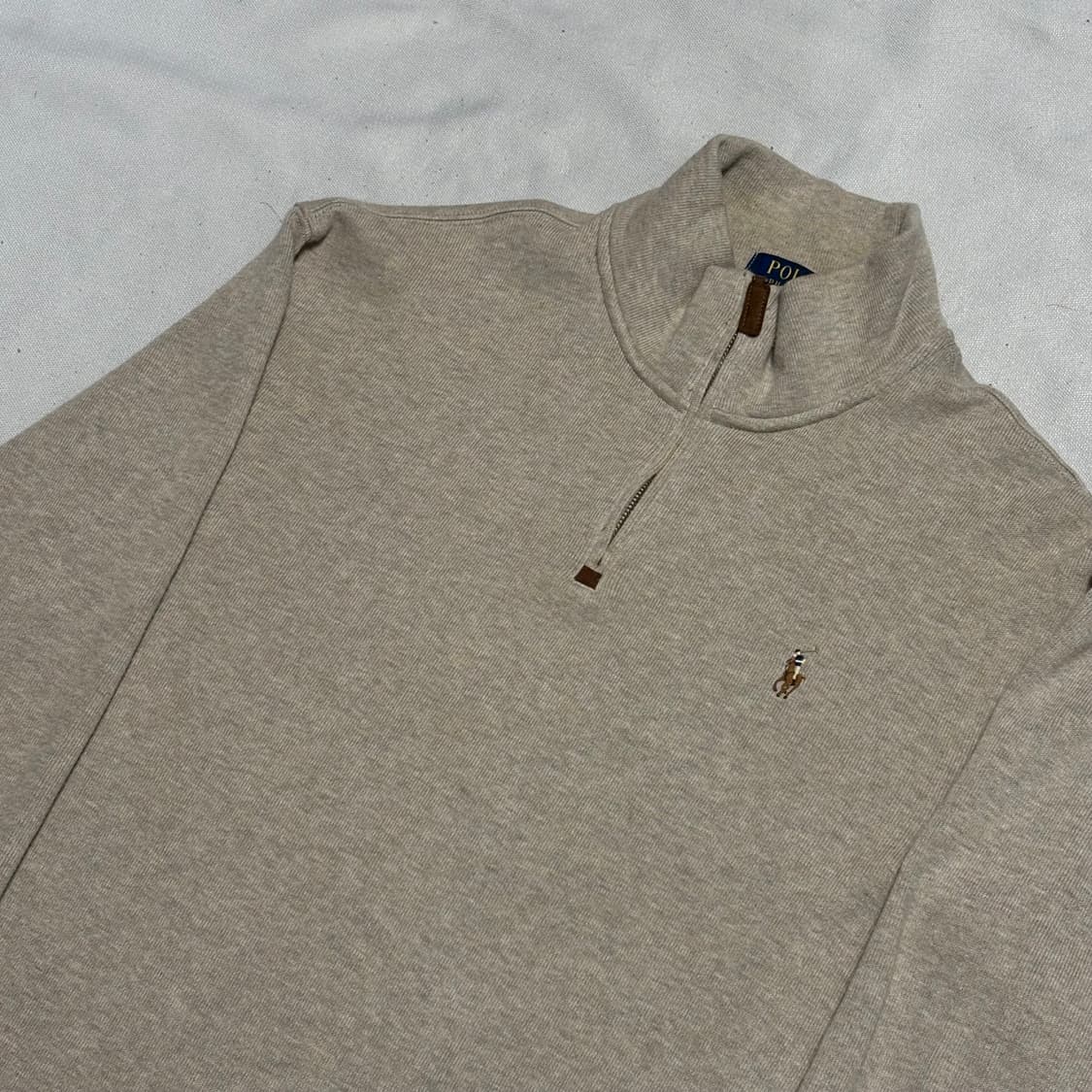 XL 폴로랄프로렌 코튼 아이보리 니트 반집업 상품이미지1