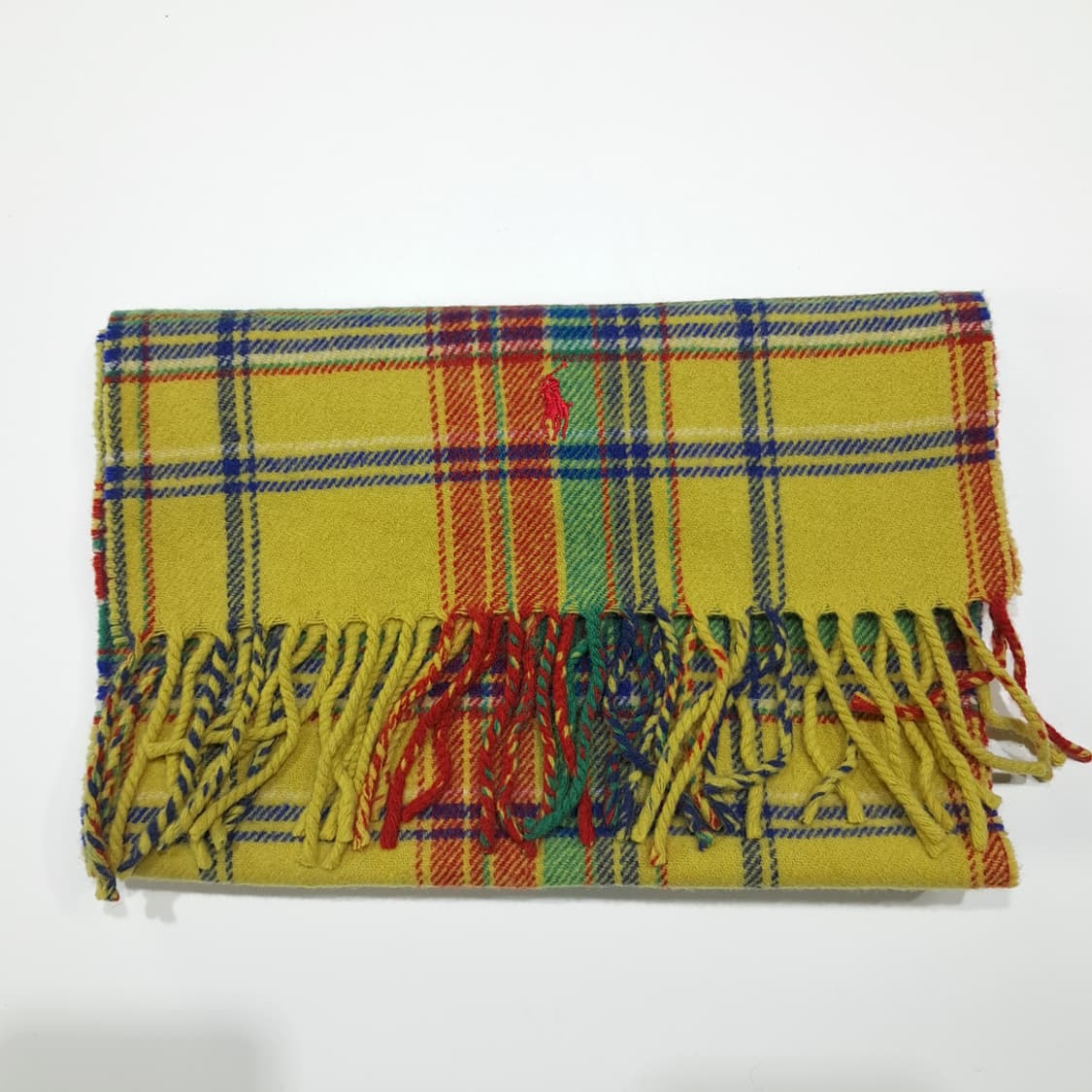 MX574 폴로 90s 이태리판 램스울 타탄체크 옐로우 머플러 목도리 상품이미지7