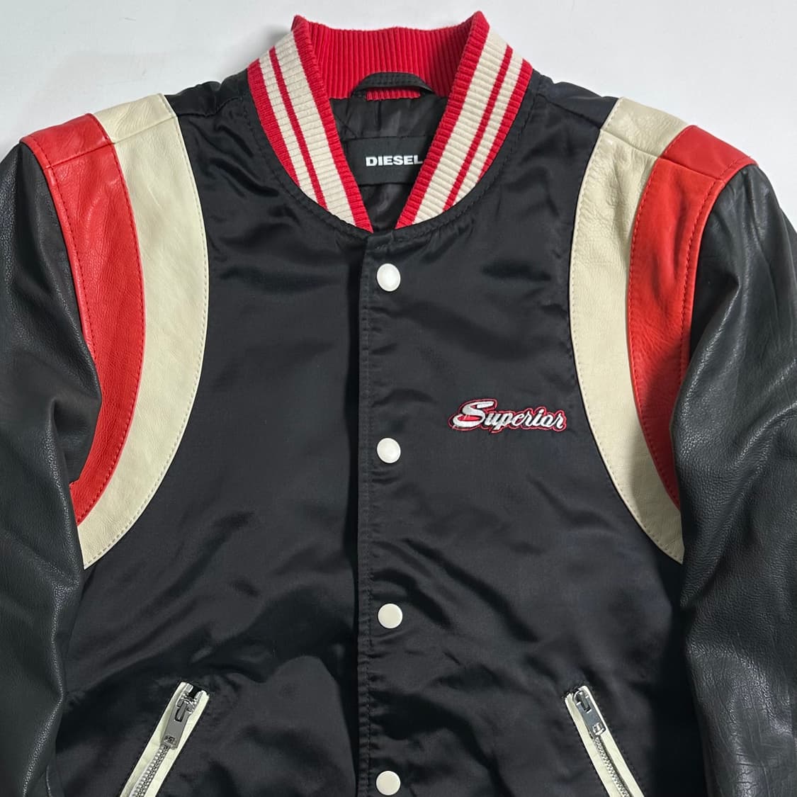 디젤 레더/나일론 바시티 자켓 상품이미지2