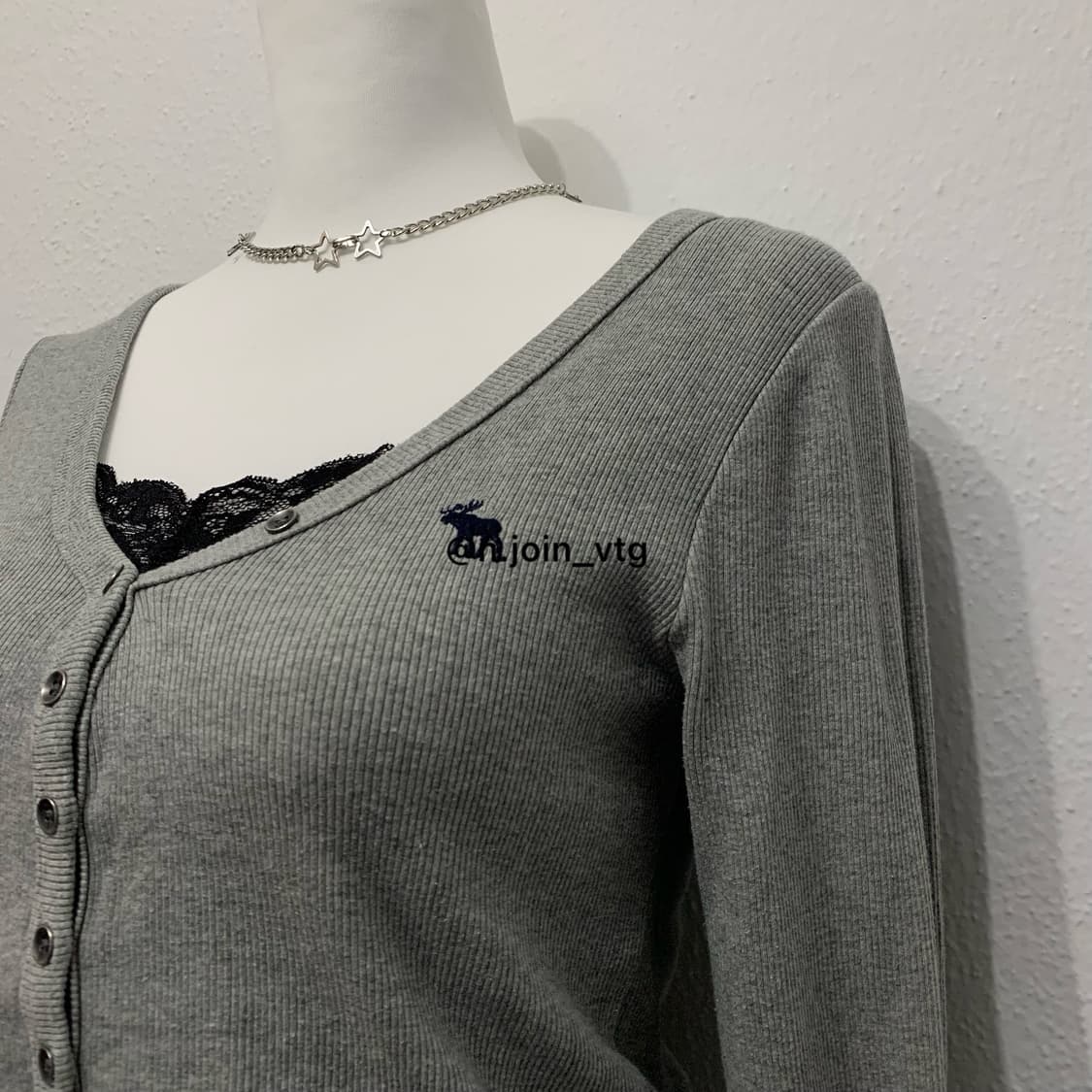 아베크롬비 헨리넥 멜란지 그레이 롱슬리브 홀리스터 상품이미지2