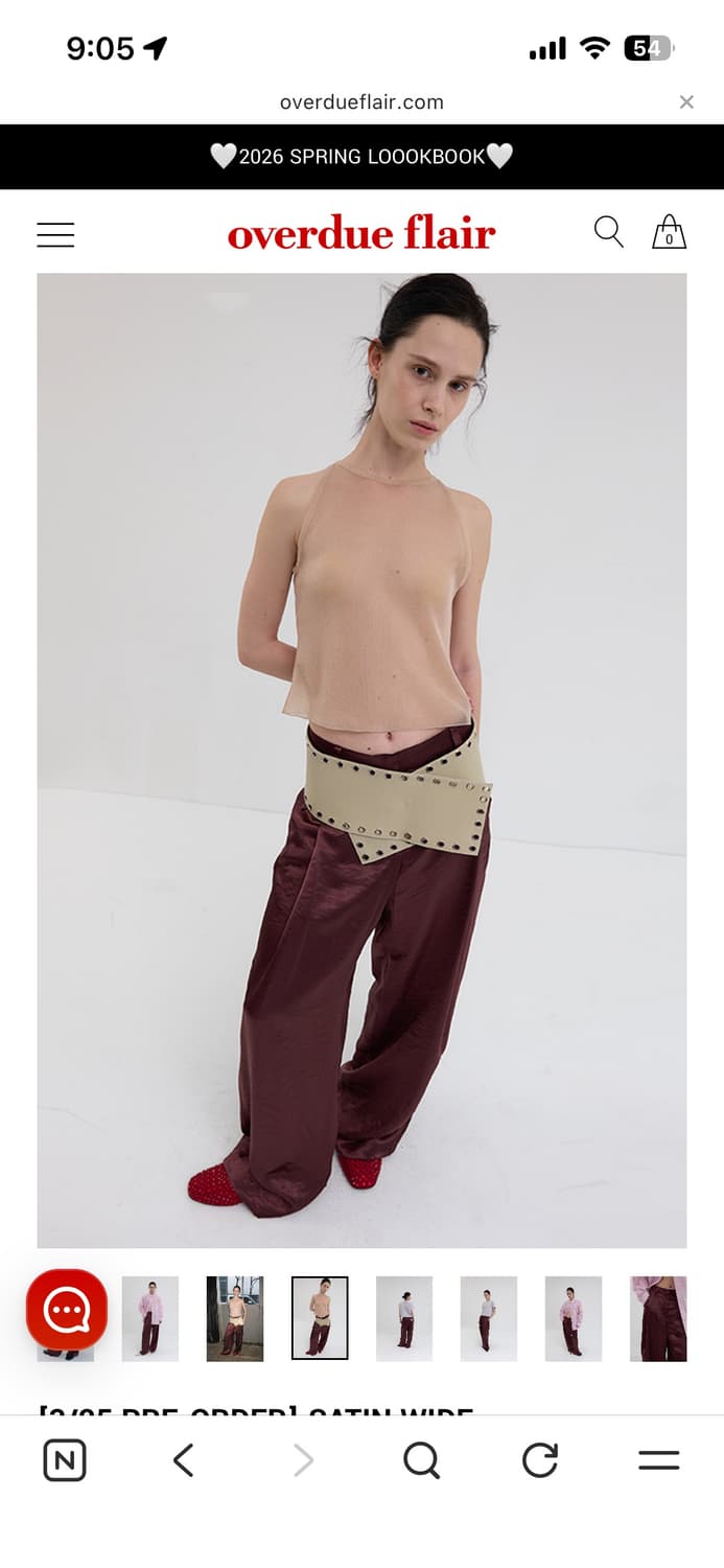 오버듀플레어 SATIN WIDE PANTS_CHERRY BROWN 상품이미지3