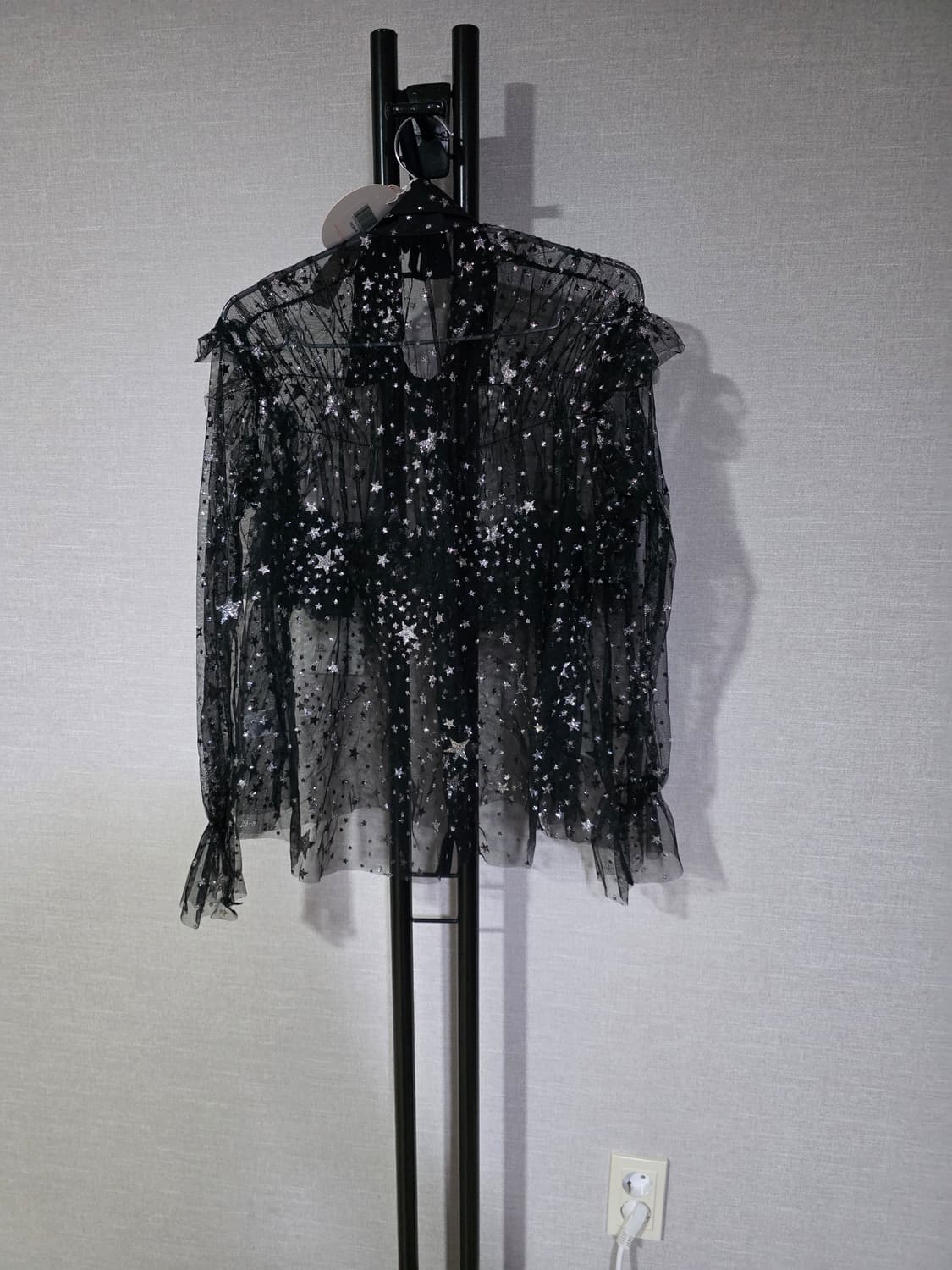 새상품 ) 랭앤루 메탈별 패턴 시스루 블라우스 F 상품이미지2