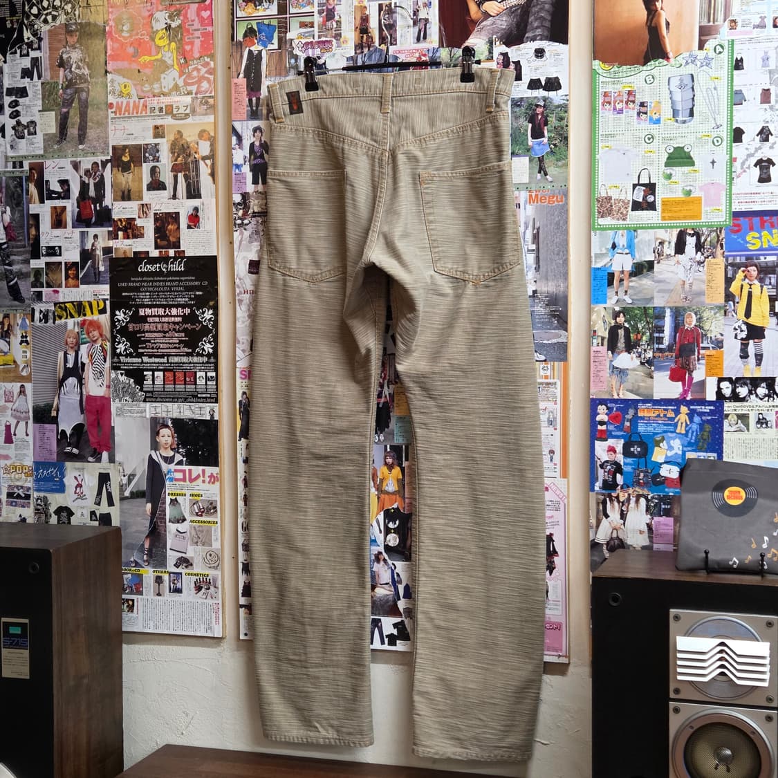 빈티지 잔줄 베이지 코튼 팬츠 상품이미지5