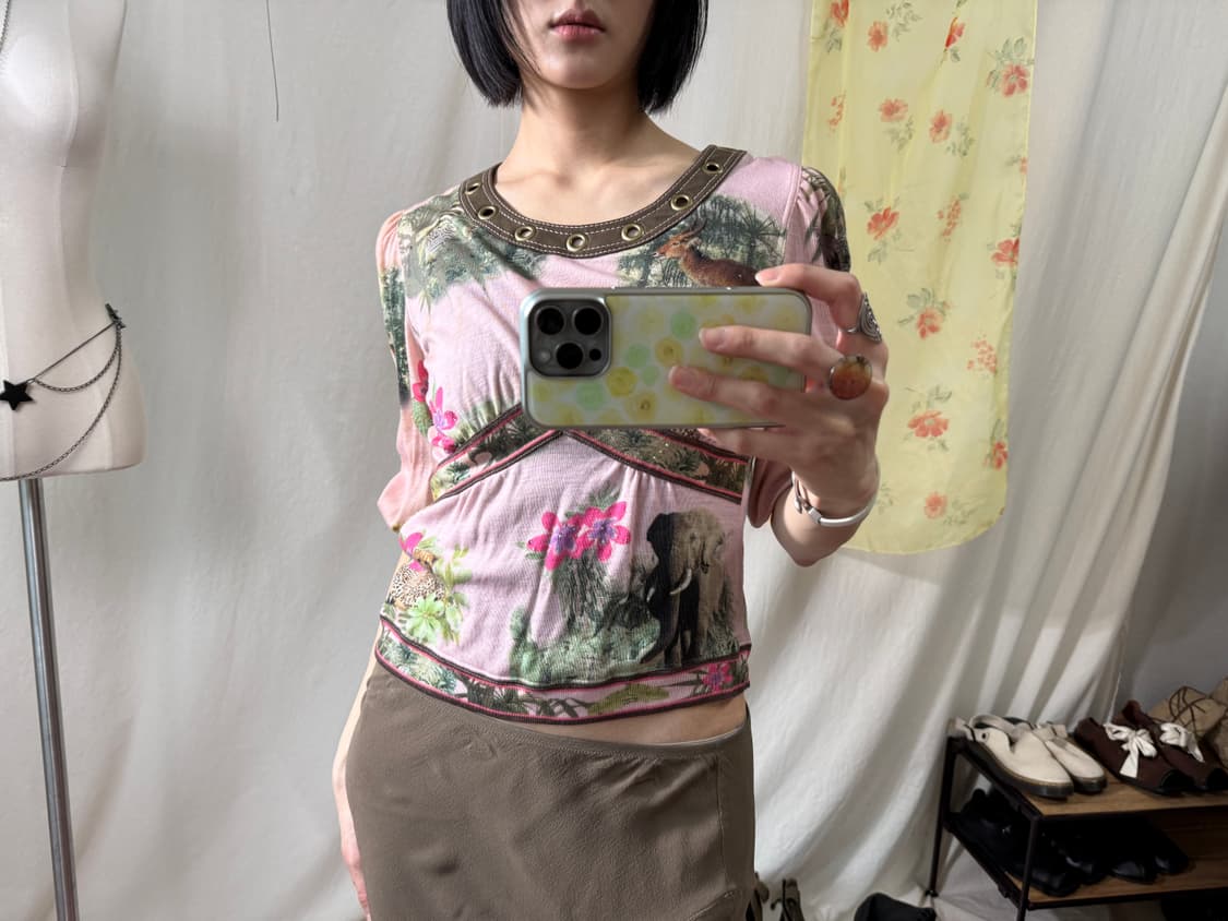 GK Italiya 애니멀 프린팅 아일렛 탑 상품이미지2