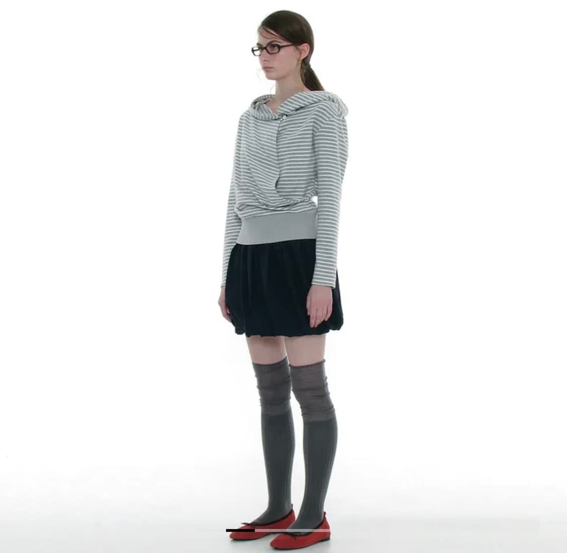 파르티멘토우먼 drape hoodie 스트라이프 후드티 상품이미지2