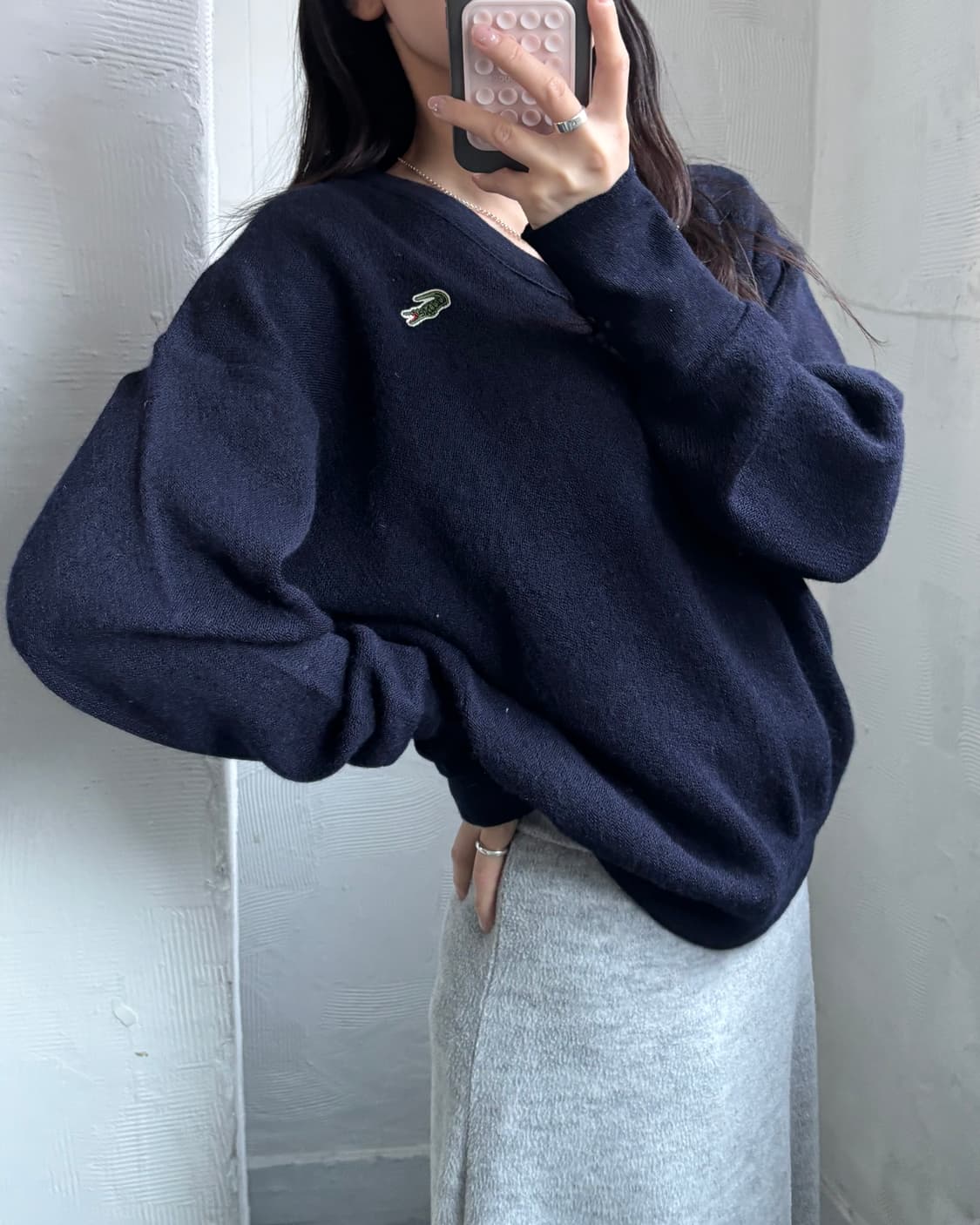 Lacoste 라코스테 네이비컬러 브이넥 울 니트 상품이미지1