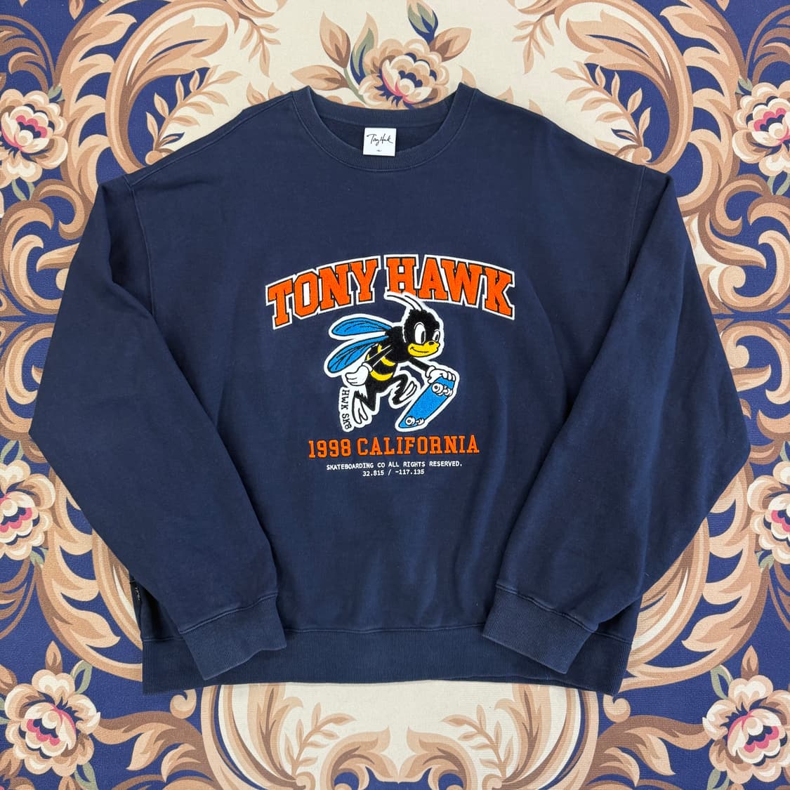 (XL)TONYHAWK 엠브로이드 맨투맨(네이비) 상품이미지1