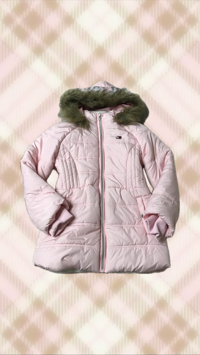 타미힐피거 핑크 퍼 패딩 울프죠 라떼 히메 갸루 러블리 빈티지 스포티 상품이미지1