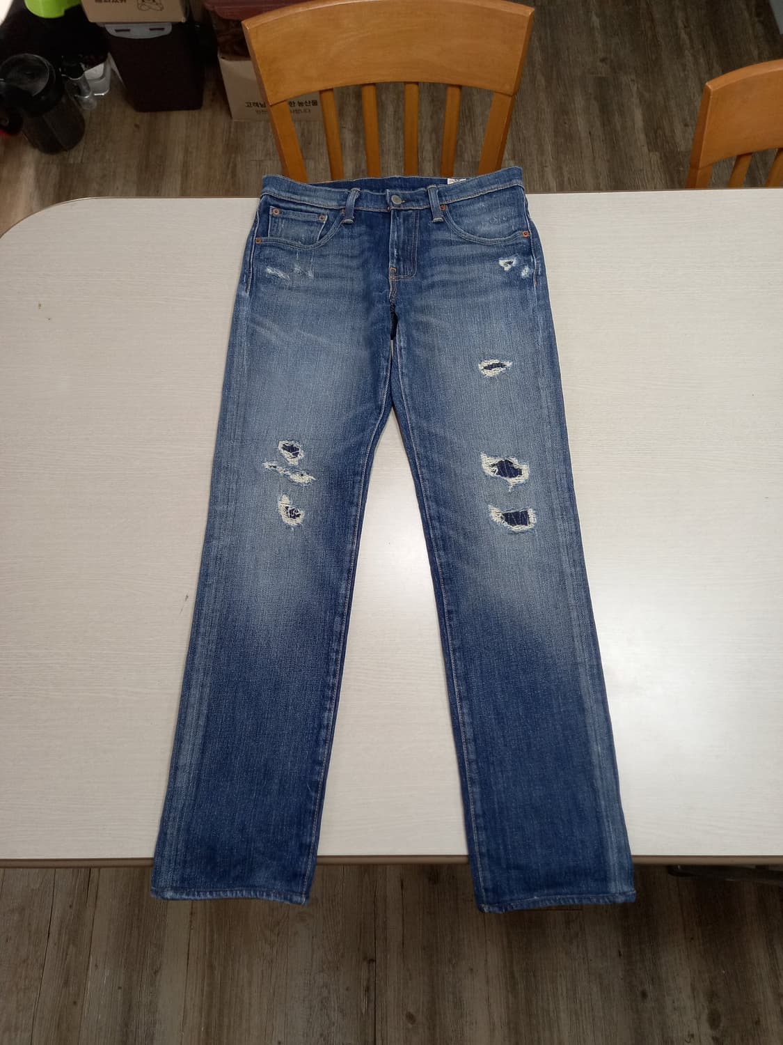 28 리바이스511 WhiteOak 데미지워싱 스판 리페어진 28-960 상품이미지1