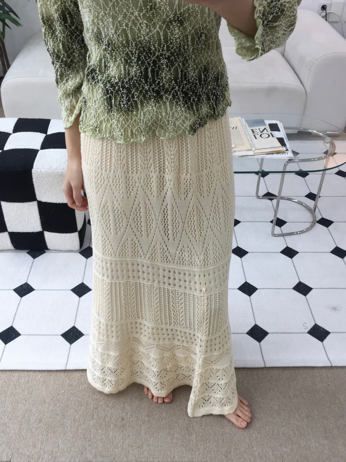 니트 펀칭 스커트 상품이미지6