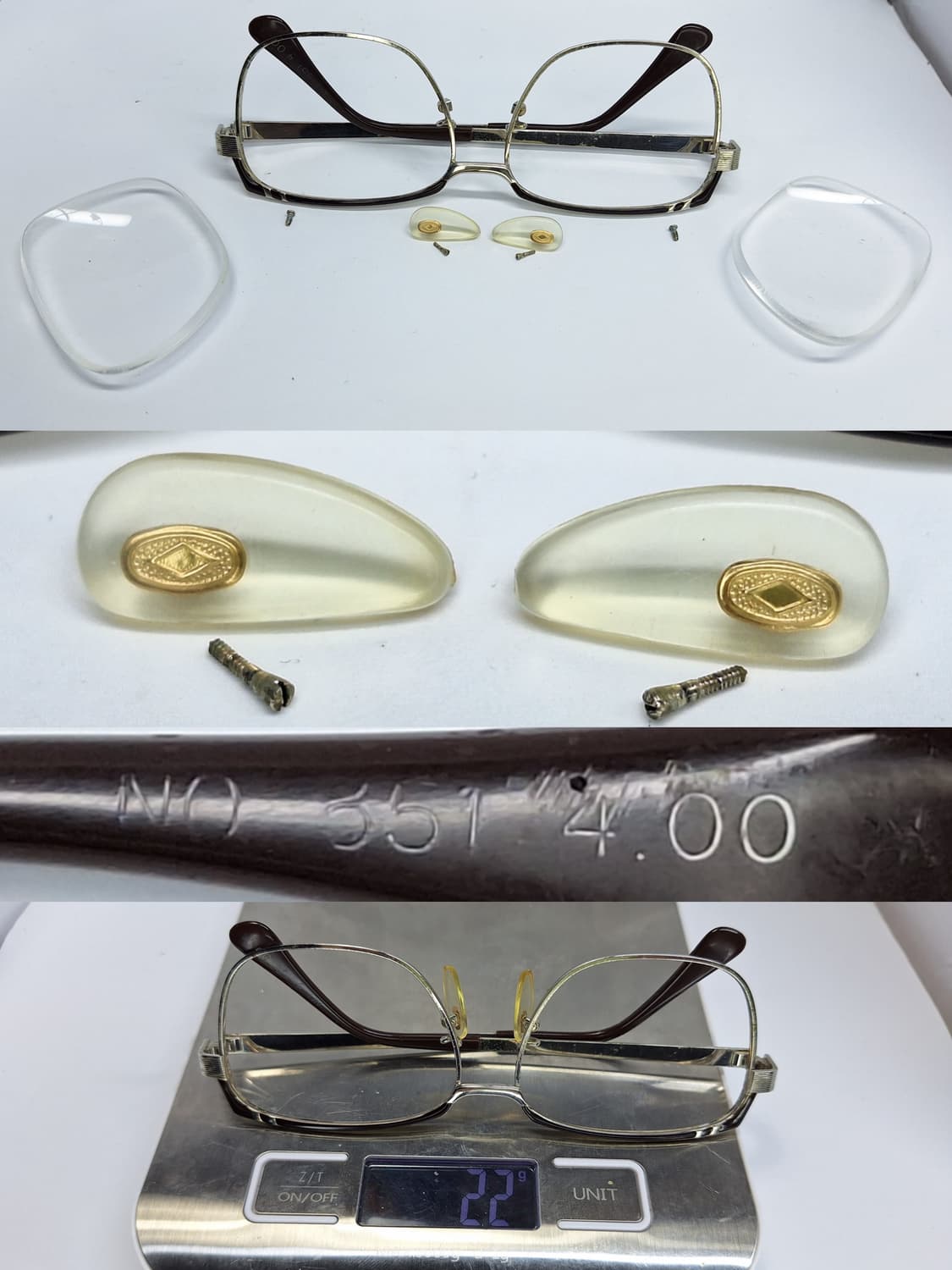 90s 일본 빈티지 no.351 메탈 엠보싱 브로우 디자인 안경테 52m 상품이미지4