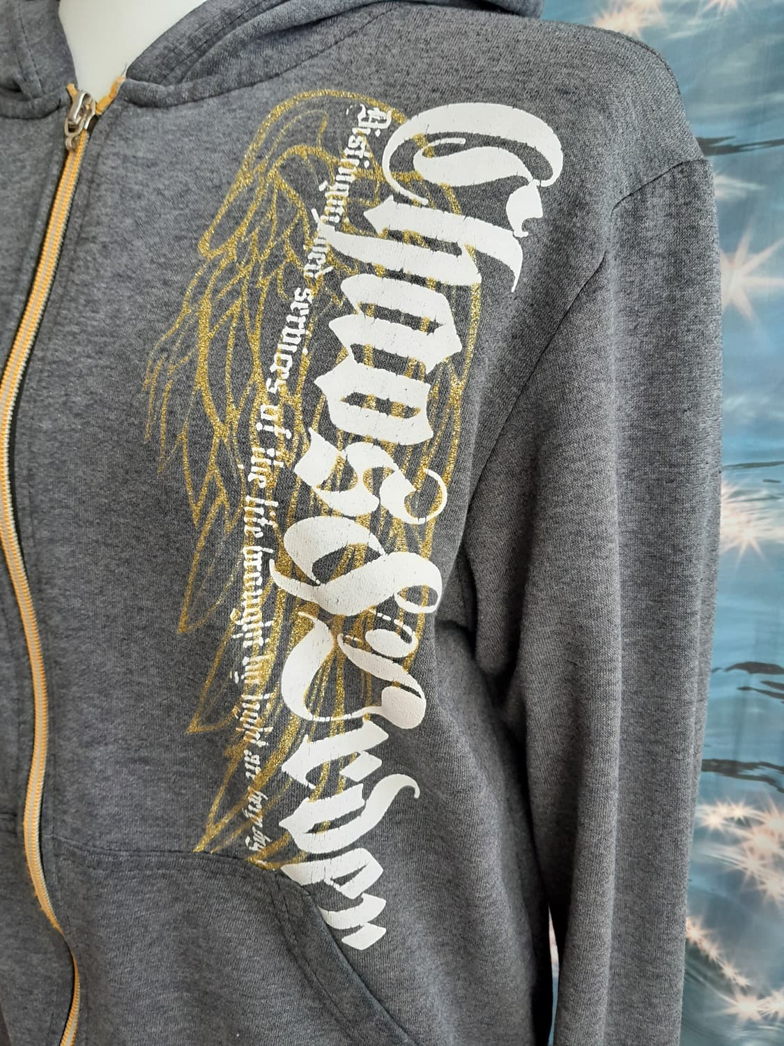 와투케 펑크 레터링 프린트 후드 집업 상품이미지3