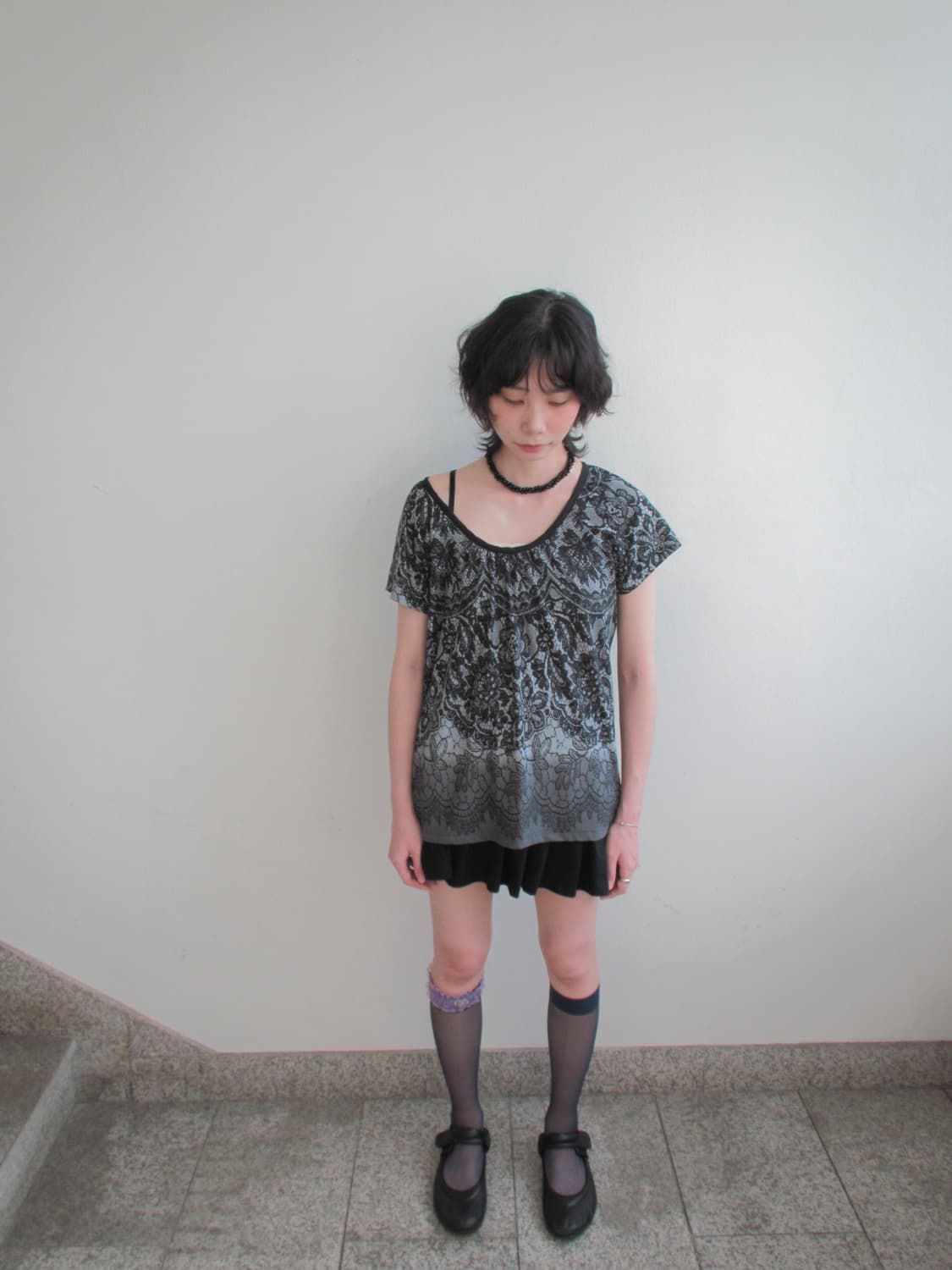 Anne mone lace printing top 상품이미지1