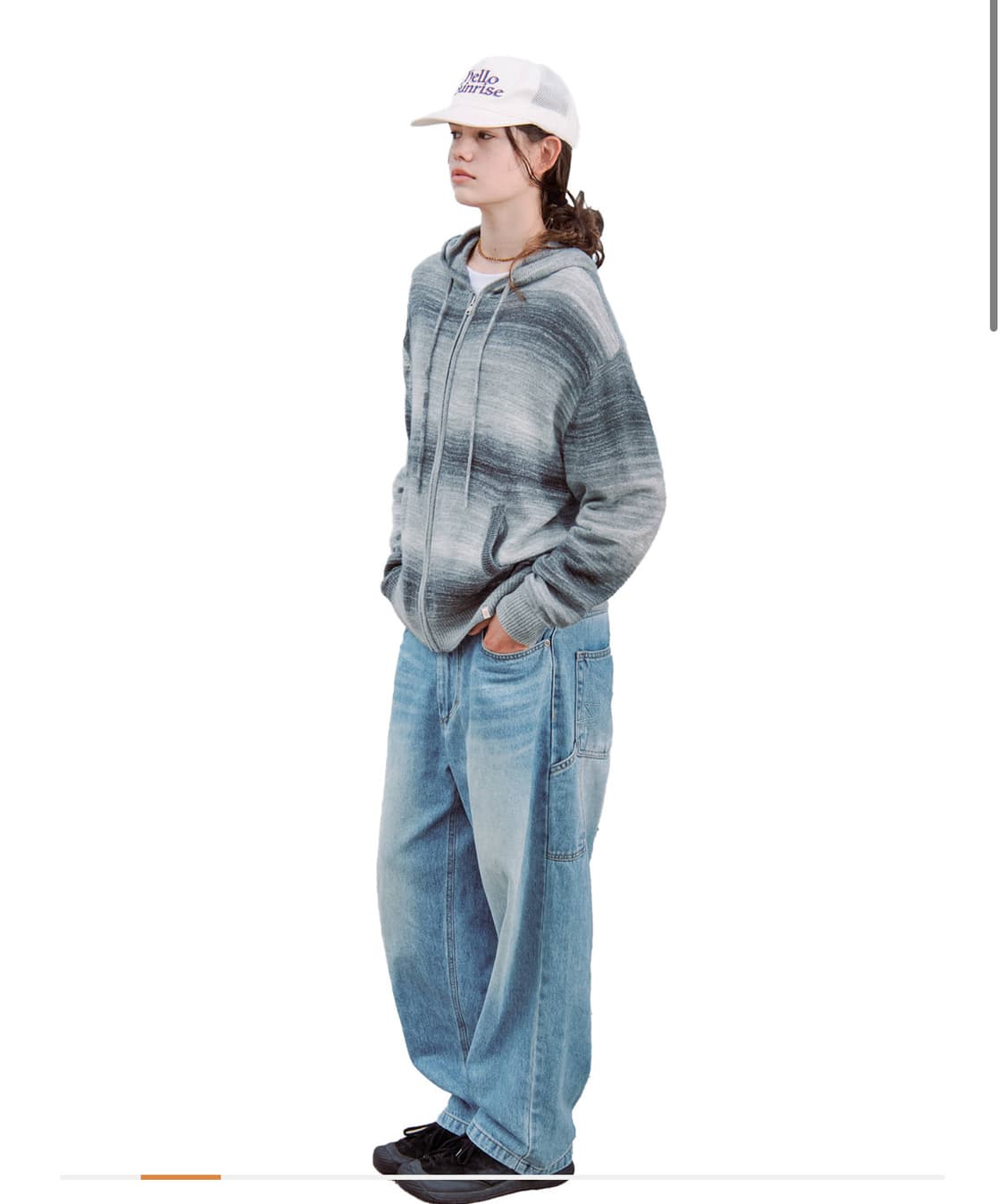 헬로선라이즈 그라데이션 니트 집업 블랙 S 상품이미지2