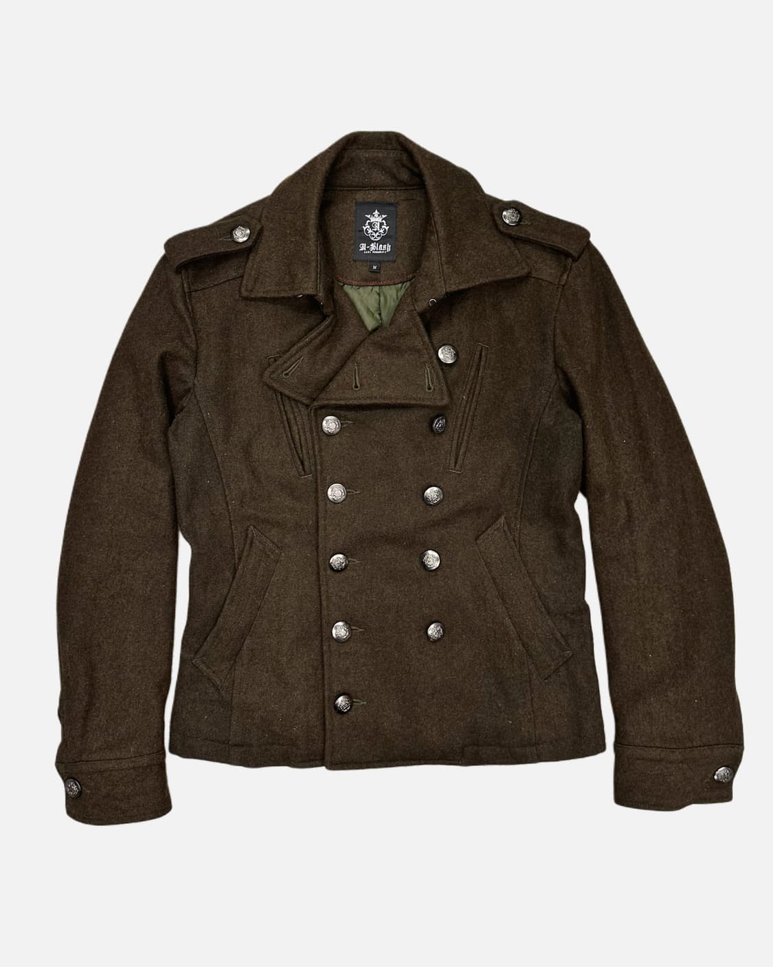 dark khaki military wool jacket 상품이미지2