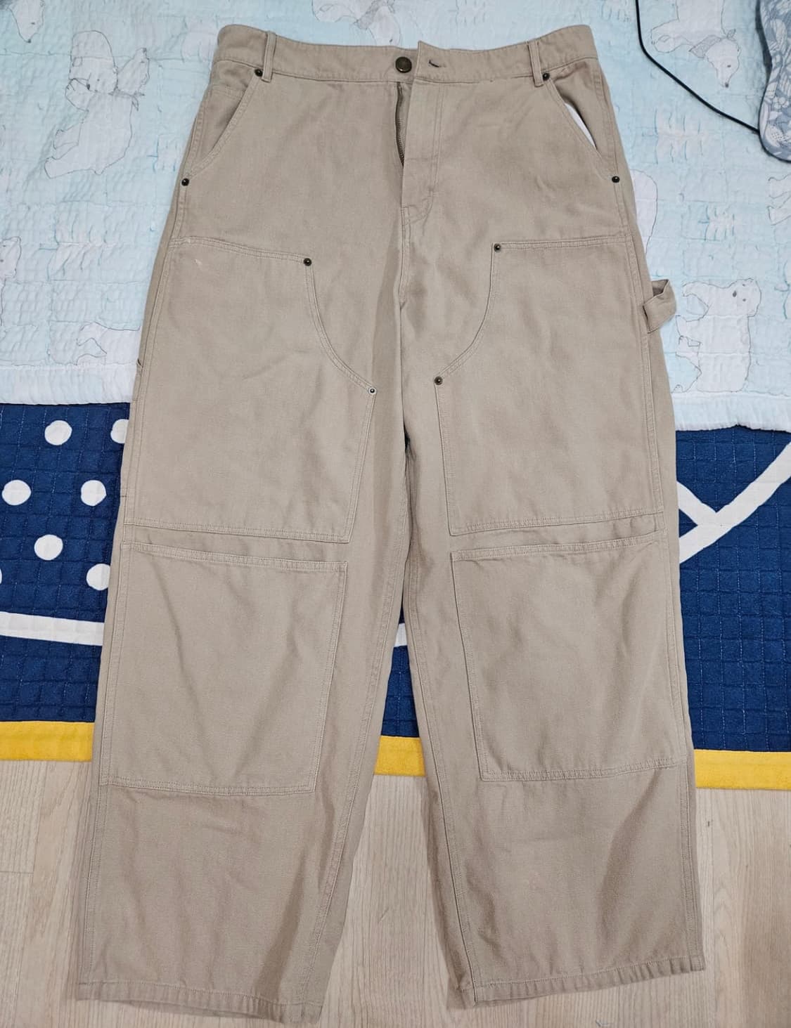 아오이로 커트 더블 니 팬츠 탄 상품이미지3