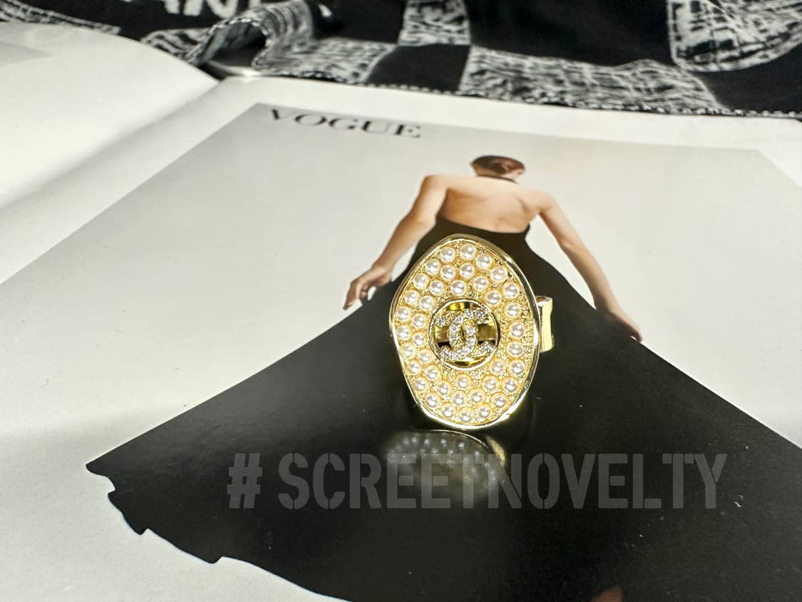 샤넬 빈티지 골드진주 큐빅 반지 상품이미지5