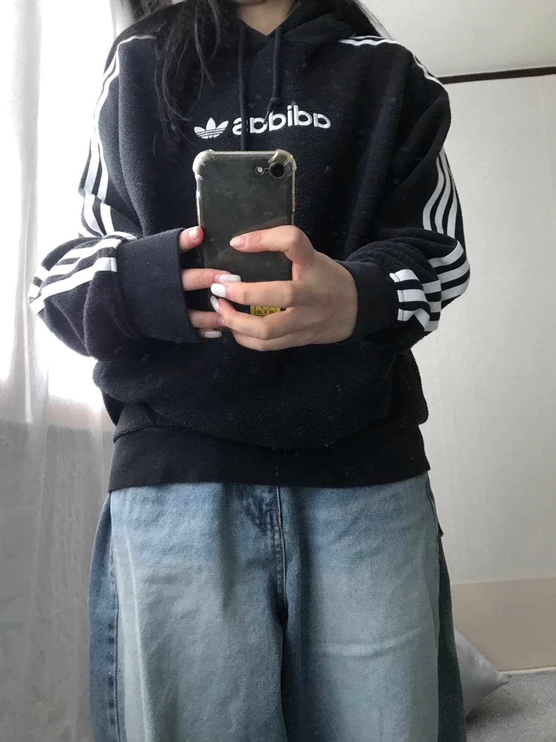 아디다스 블랙 부클 후드티 상품이미지4