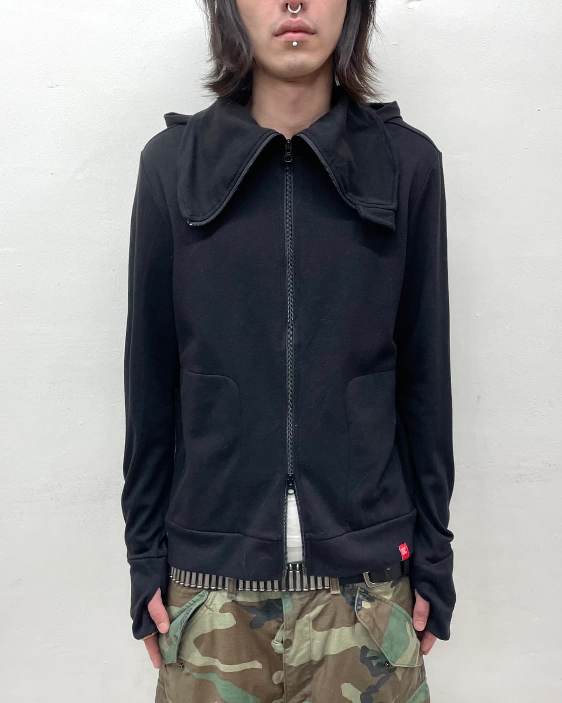 Long Zipper Activity Black Hooded Zip-Up 상품이미지1