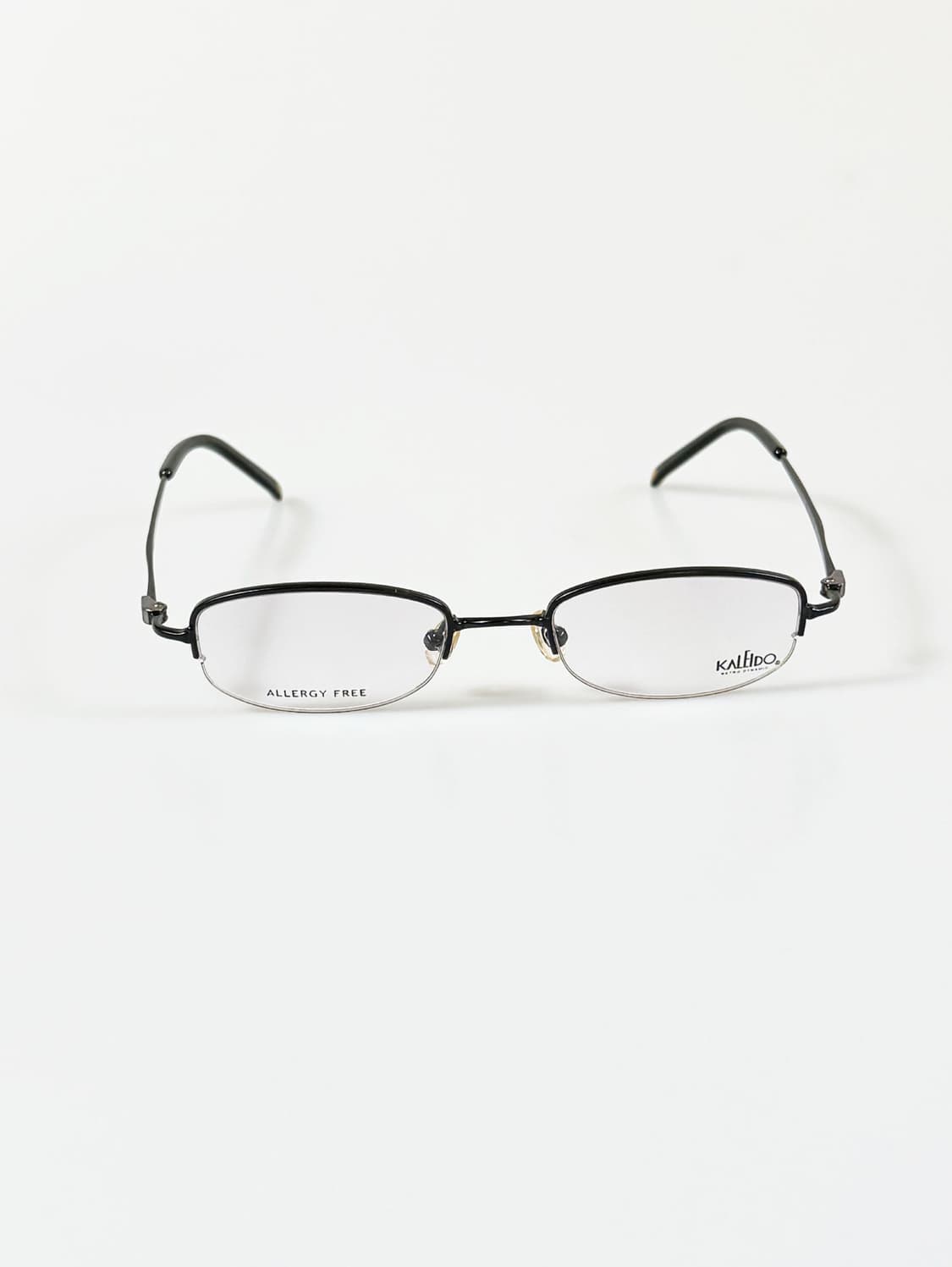 KALEIDO 블랙 반무테 스퀘어 메탈 빈티지 안경 상품이미지1