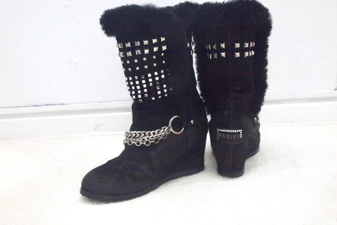 Egoist stud chain mix fur wedge boots 상품이미지2