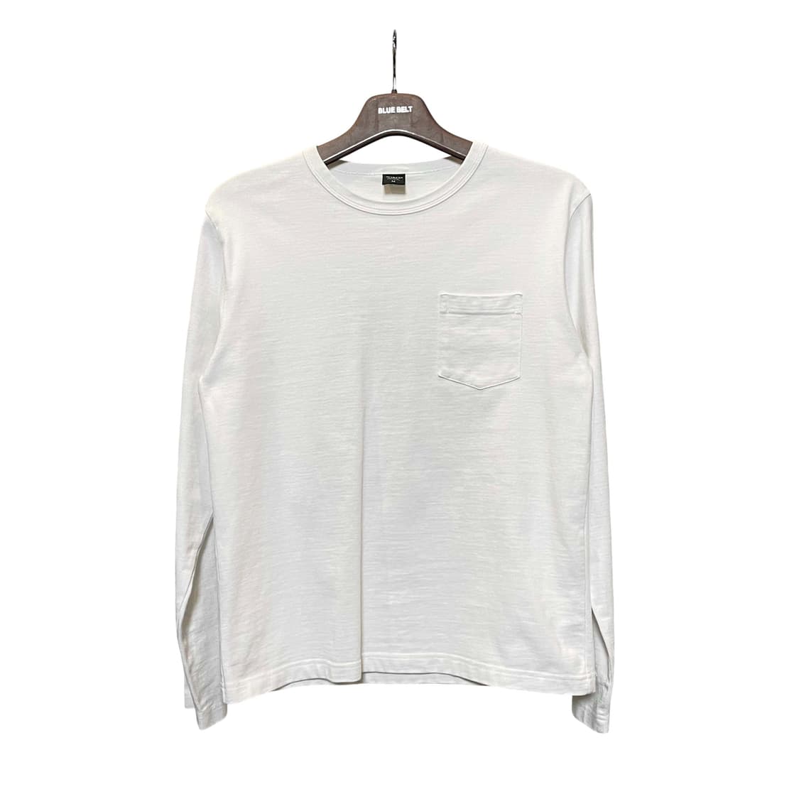 아비렉스 무지 롱슬리브 티셔츠 원포켓 소매 자수 디테일 화이트 상품이미지1