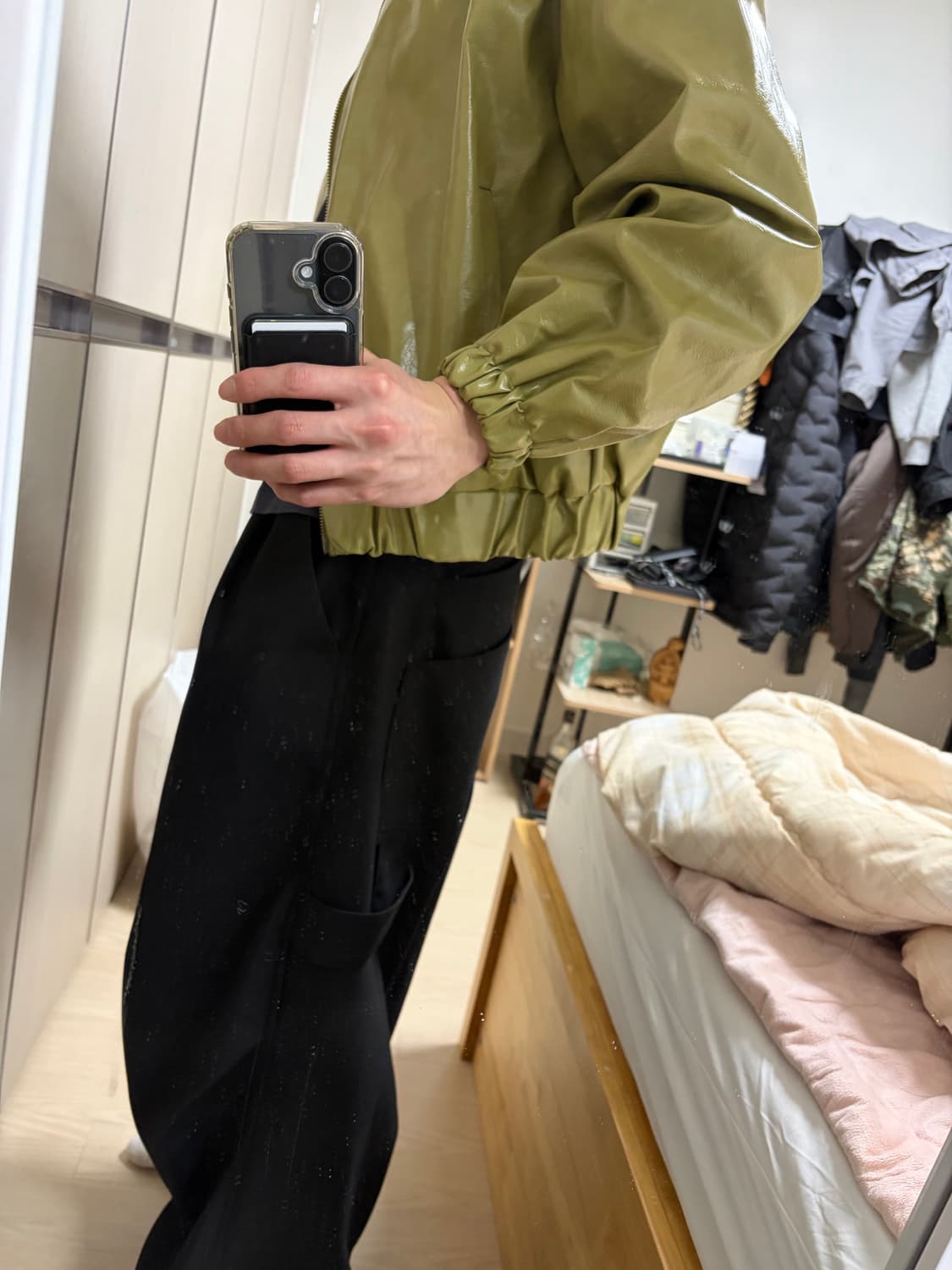 Rooof 루프 하이넥 올리브 유광자켓 상품이미지3