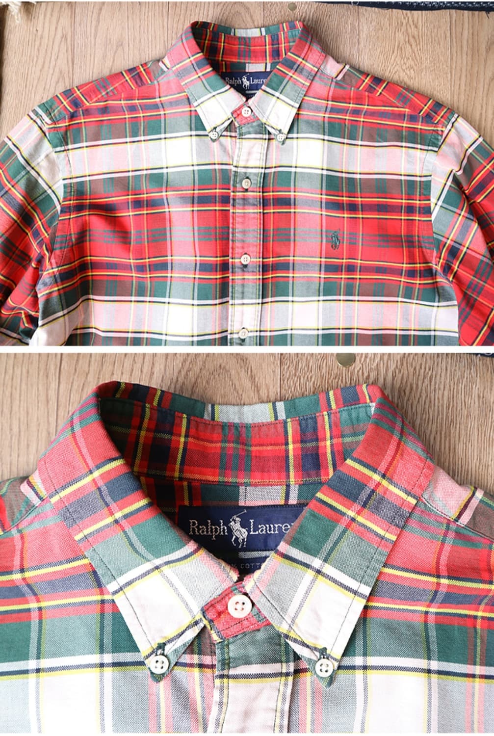 90S polo 폴로 랄프로렌 코튼100% 빈티지 체크남방 상품이미지3