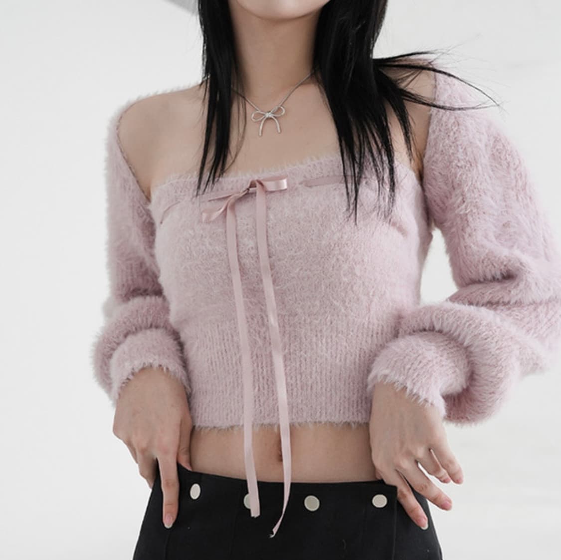 바이너리원 베리 리본탑 + 볼레로 상품이미지1