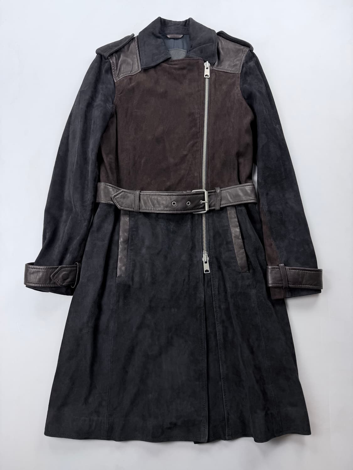 올세인츠 고트레더 스웨이드&램스킨 레더 코트 상품이미지1