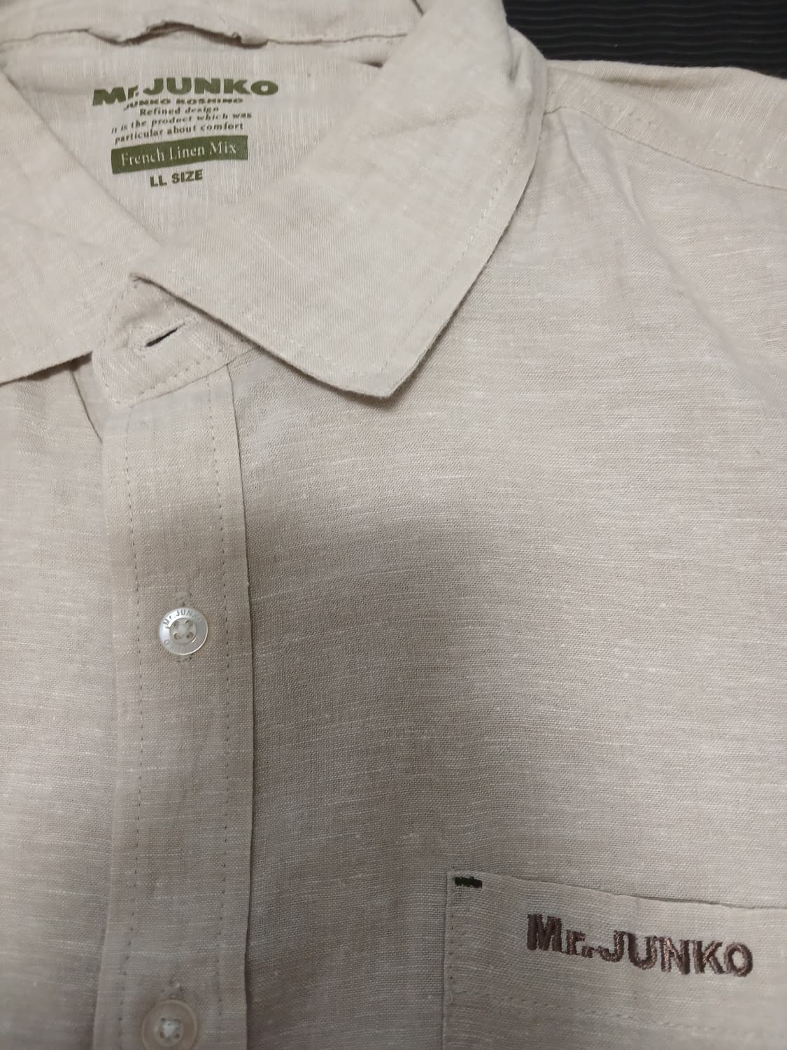 Mr.junko 프렌치 린넨 믹스 반팔 셔츠 상품이미지2