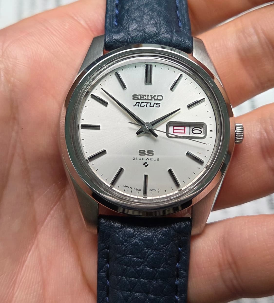 레어] 빈티지 세이코 SS 칼침핸즈 순정 실버판 한자 데이데이트 오토매틱 상품이미지6