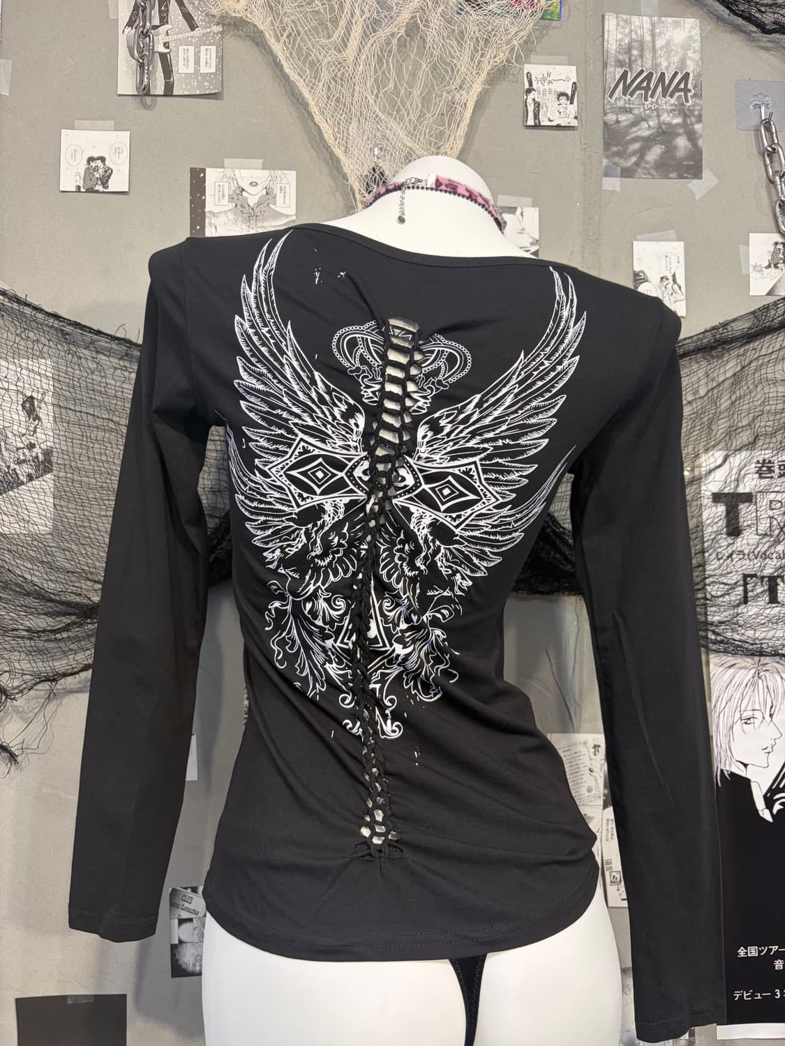 PUNK cubic skull Lace-up back longsleeve 상품이미지6