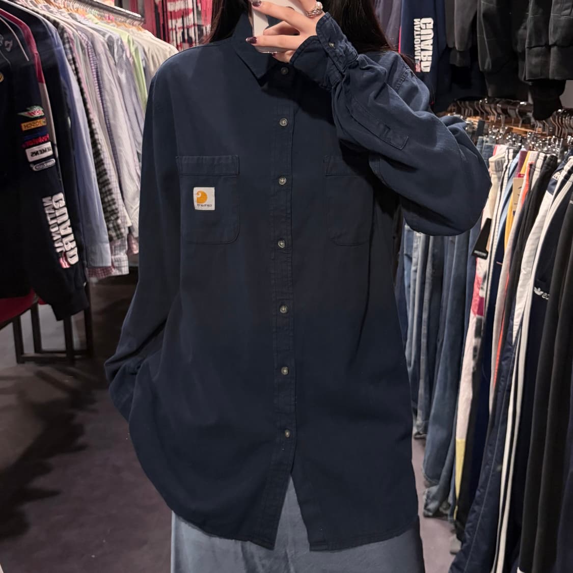 [IM] Carhartt 칼하트 긴팔 셔츠 네이비 상품이미지1