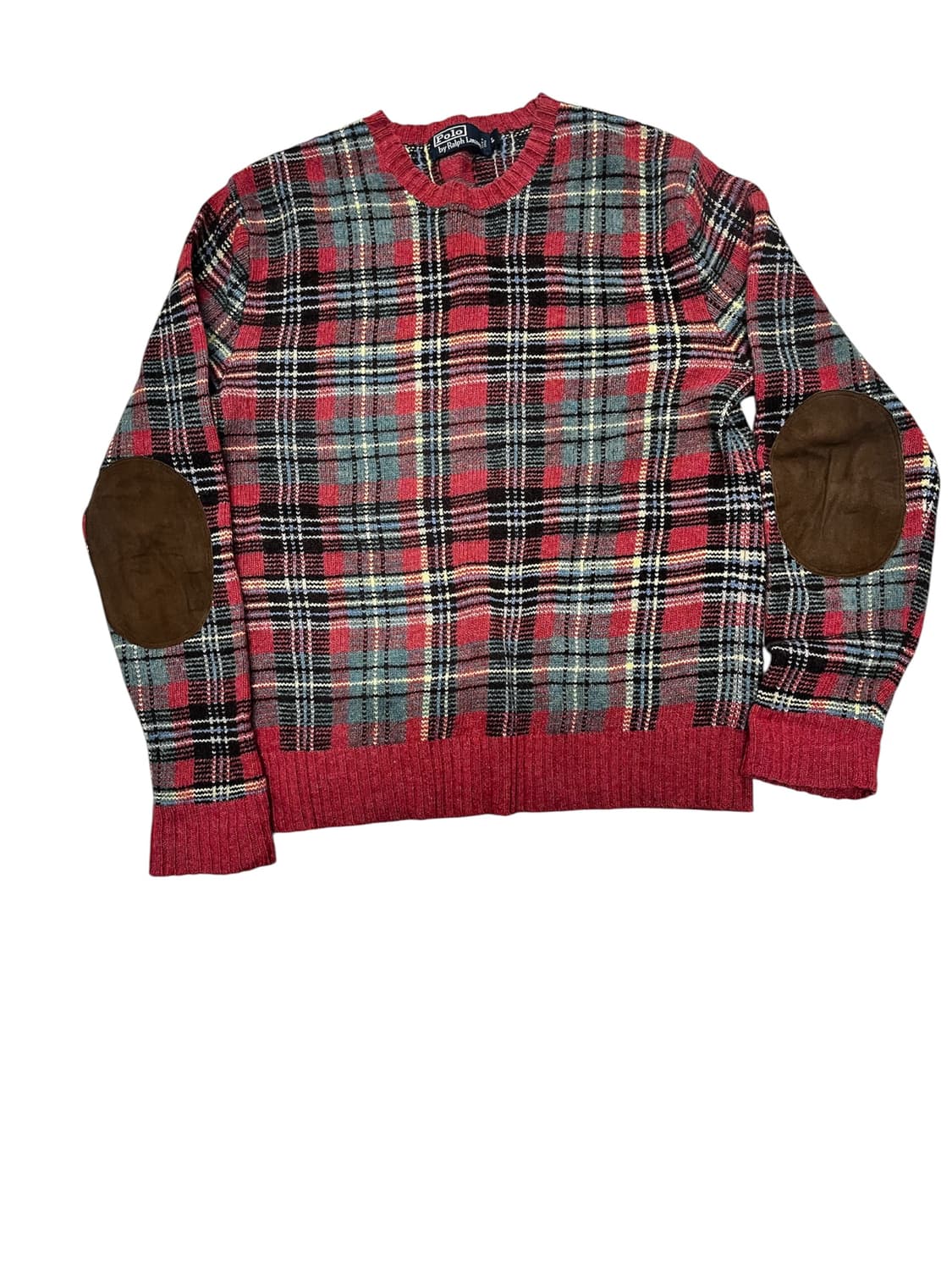 폴로랄프로렌 엘보우패치 타탄체크 니트 스웨터L 상품이미지1
