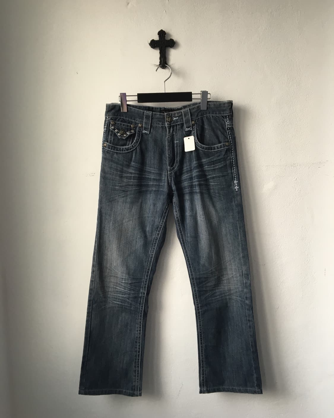 Back cross patch point denim pants 상품이미지3